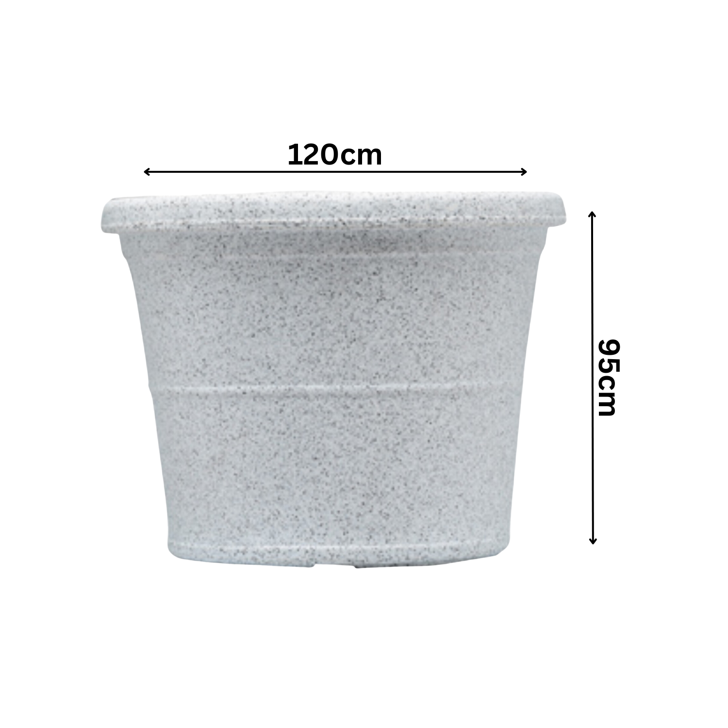 Duro Rotomolded Round Plastic Pot For Home & Garden (White Stone Finish, Pack Of 1)