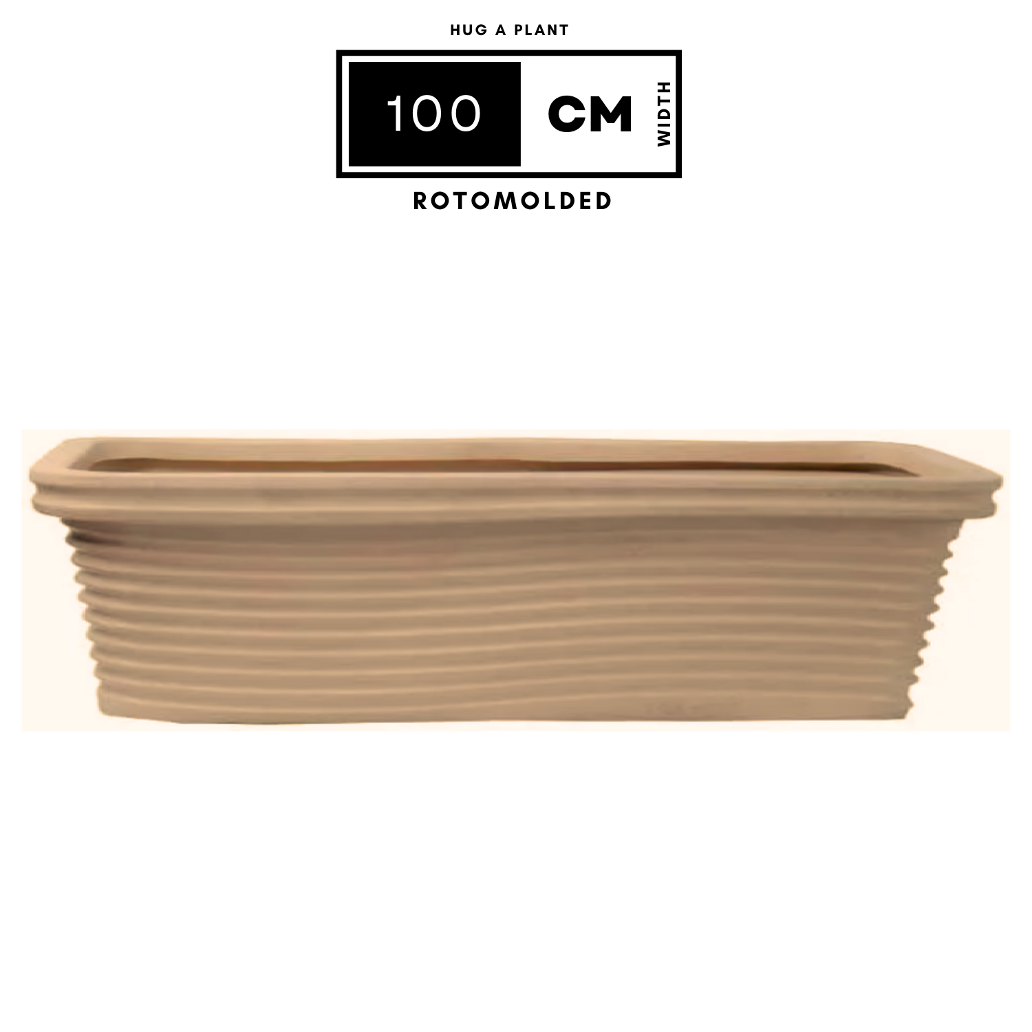 Florence Rectangle Rotomolded Plastic Pot With Wheels for Home & Garden (Pack Of 1, Cream Stone Finish)
