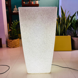 Paris 40cm Rotomolded Square Plastic Pot with LED for Home & Garden (40CM | 16 INCH, Square, White Stone Finish, with Led)