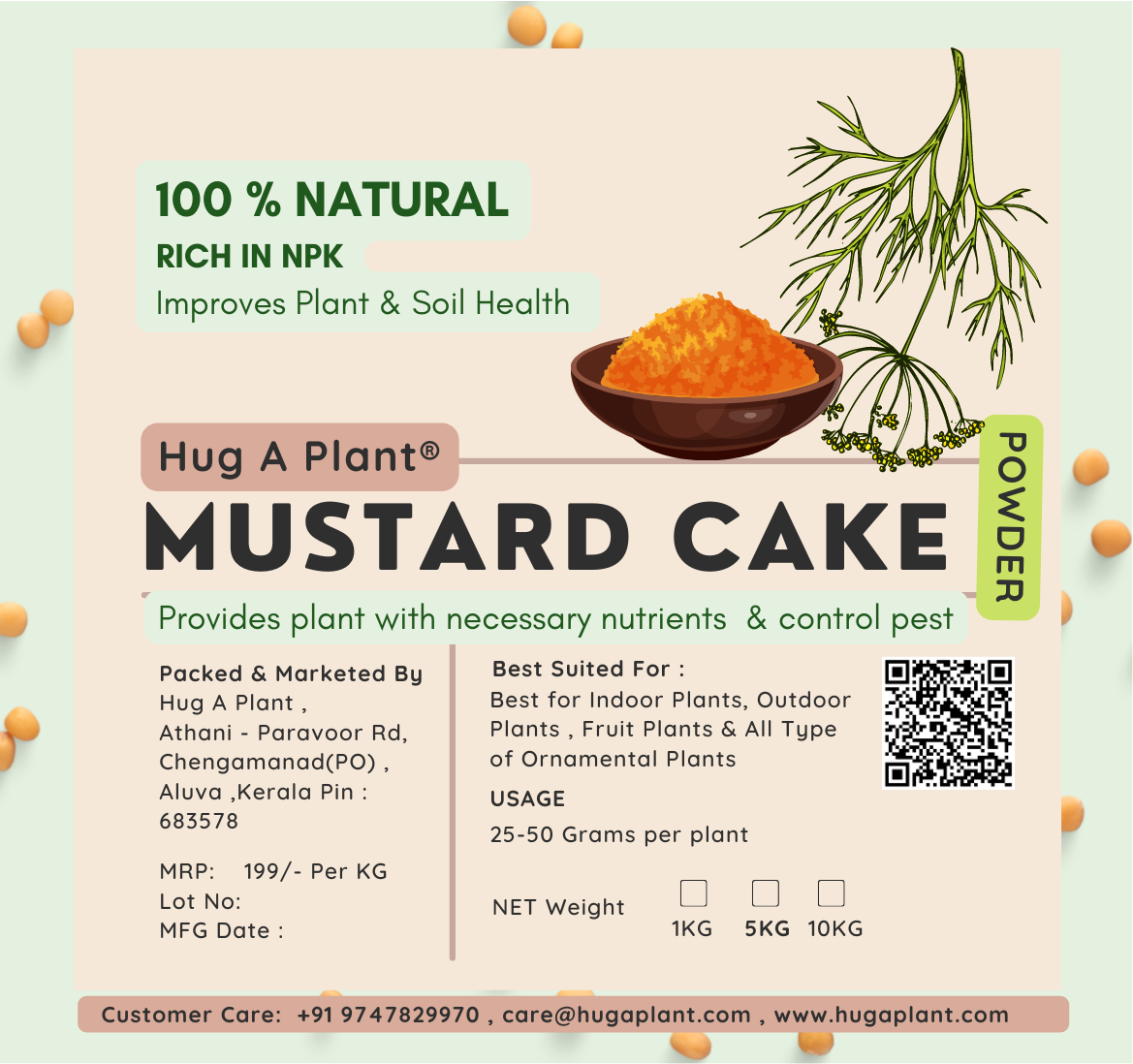 Hug A Plant Mustard Cake Powder / Pinnakku Podi For Plants 1Kg