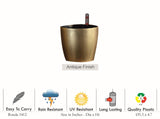 Ronda 1412 Round Plastic Pot With Self Watering Kit (Antique Finish)