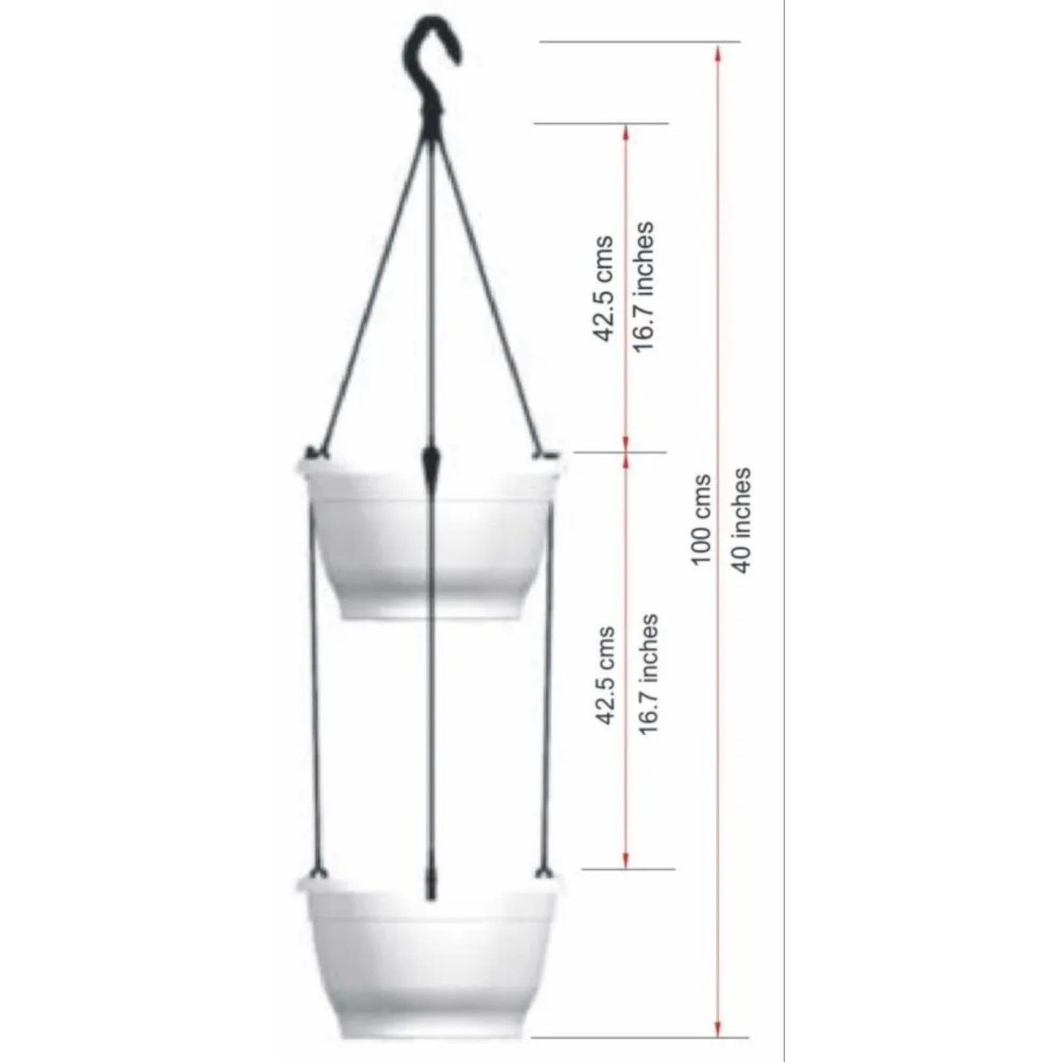 Tuka 25 Two Tier Hanging Plastic Pot (Withou Self-Watering Kit)