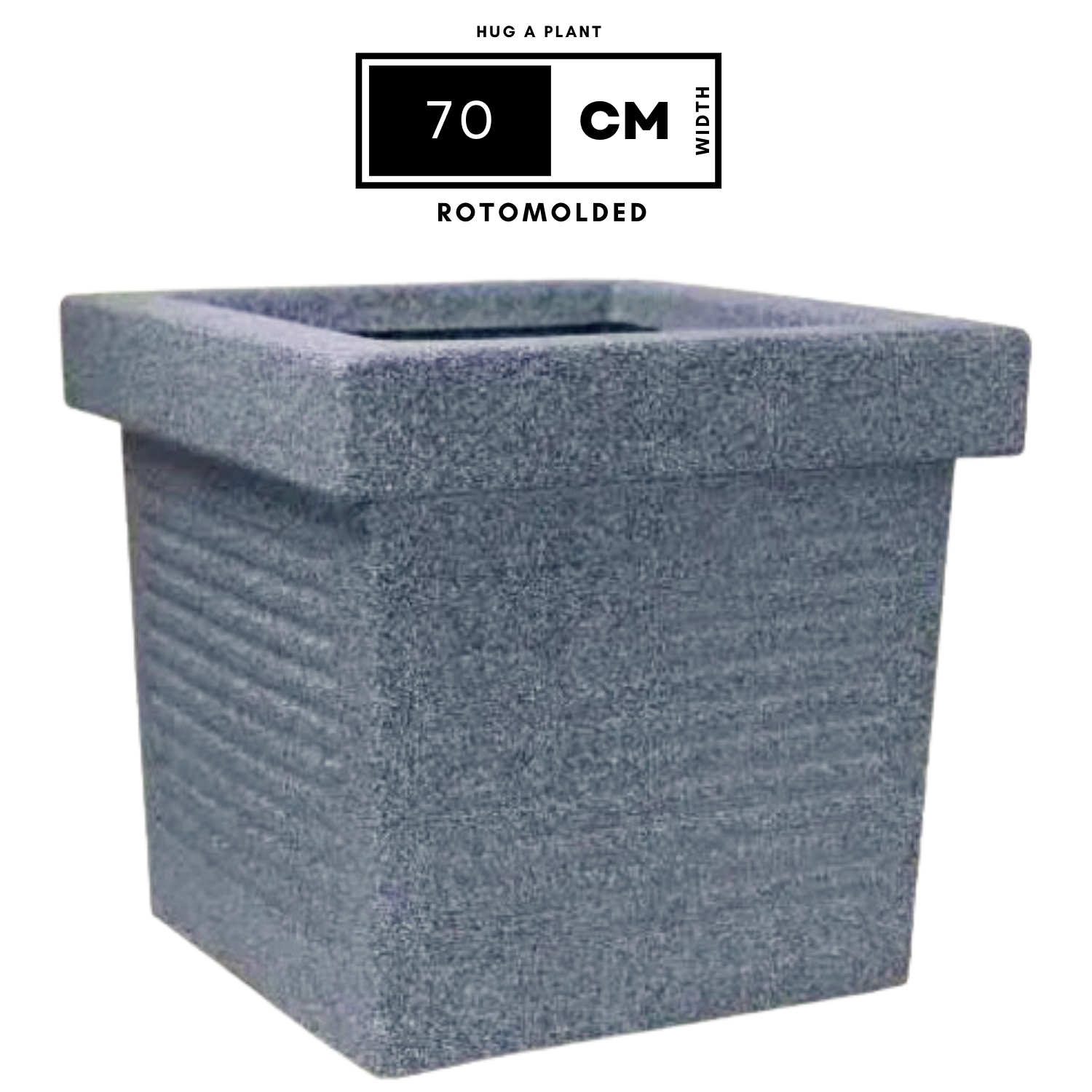 Cubo Rotomolded Square Plastic Pot For Home & Garden (Grey Stone Finish, Pack Of 1)