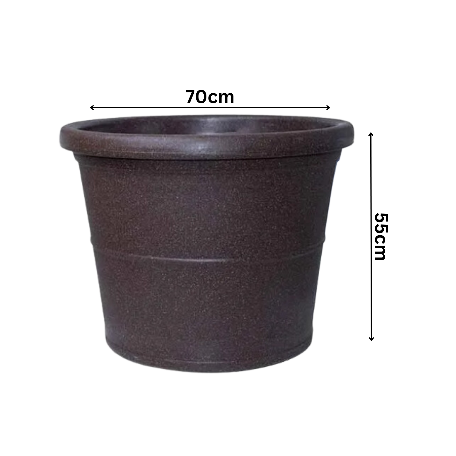 Duro Rotomolded Round Plastic Pot For Home & Garden (Brown Stone Finish, Pack Of 1)