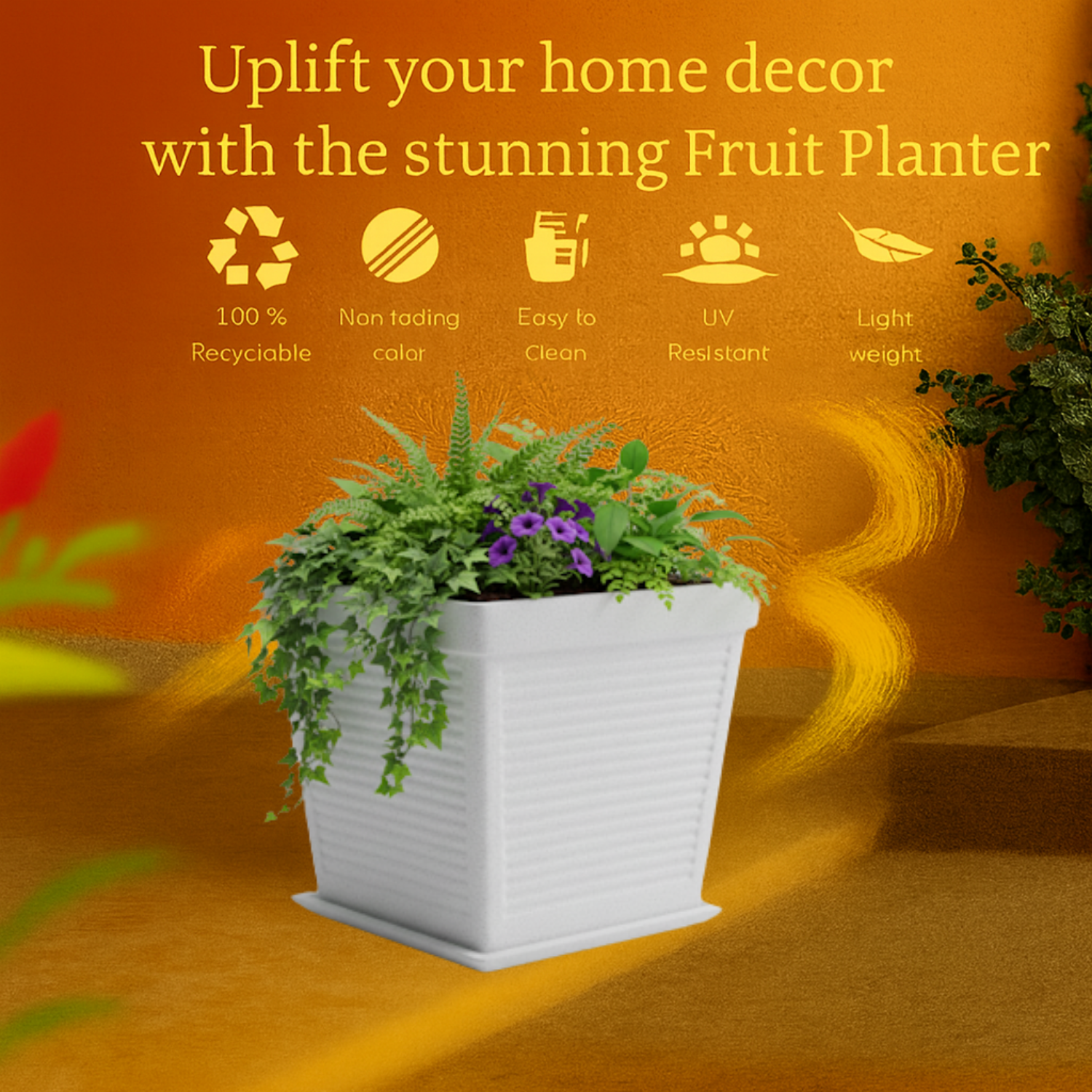 Marco Rotomolded  Pots And Tray for Home & Garden (Pack of 1)