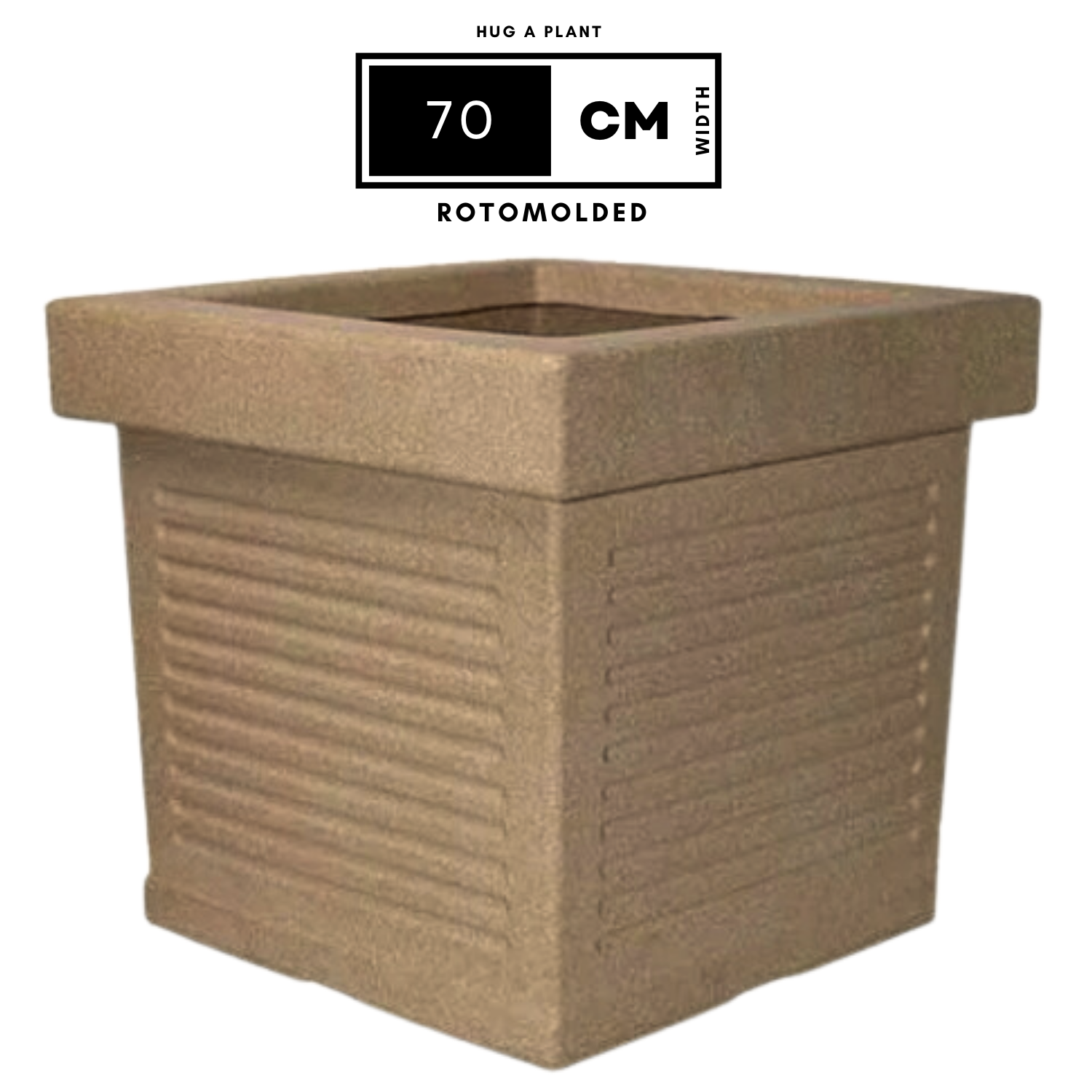 Cubo Rotomolded Square Plastic Pot For Home & Garden (Cream Stone Finish, Pack Of 1)