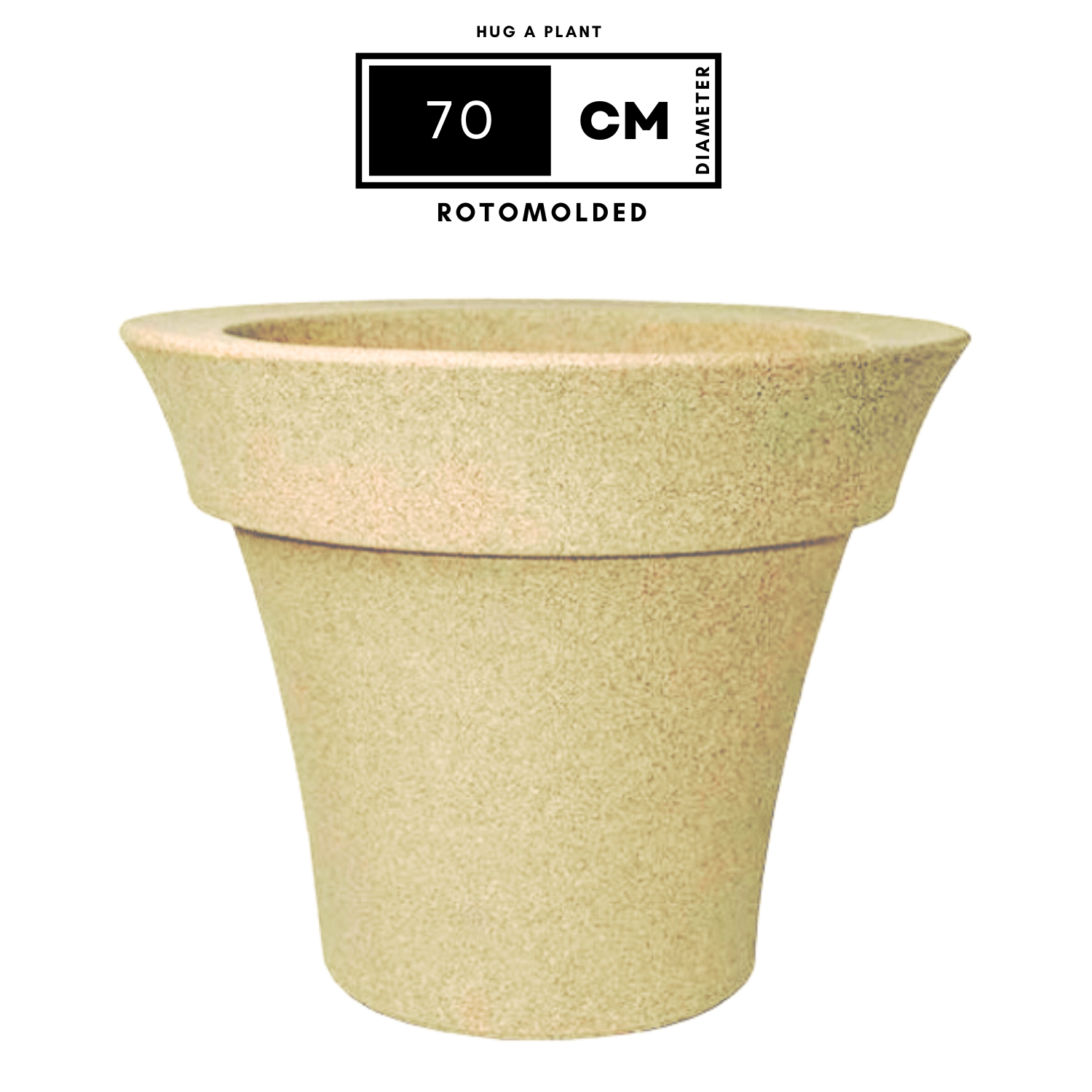 Hug A Plant | Classic Planter Rotomolded Round Plastic Pot for Home & Garden (Pack of 1, Cream Stone Finish)