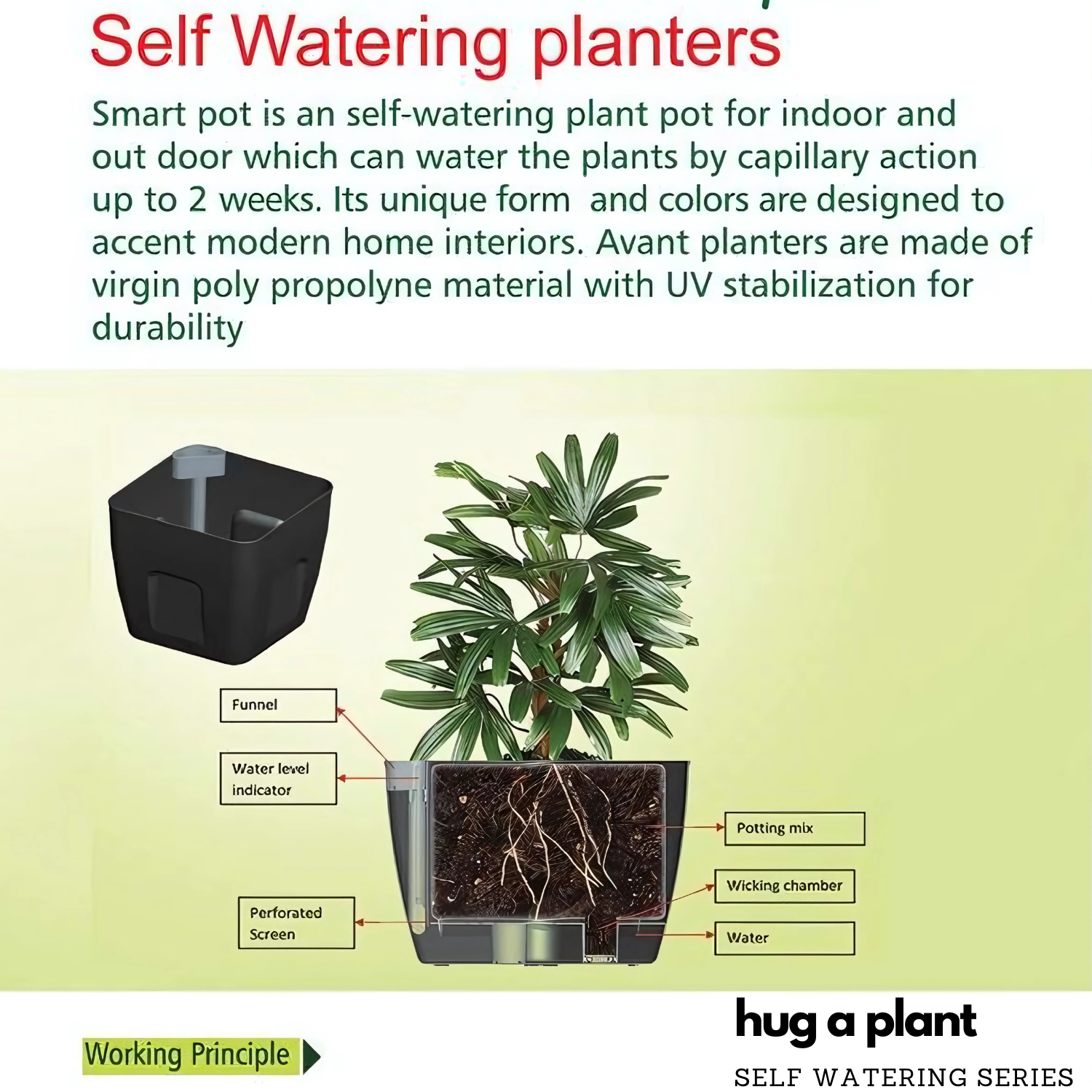 Hug A Plant | Smart Pot Ronde (2L)for Home & Garden