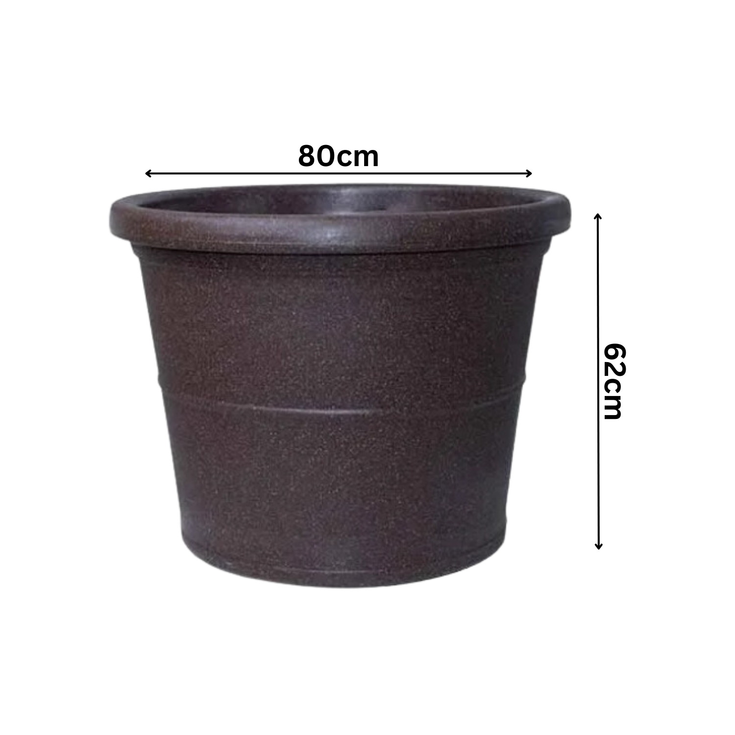 Duro Rotomolded Round Plastic Pot For Home & Garden (Brown Stone Finish, Pack Of 1)