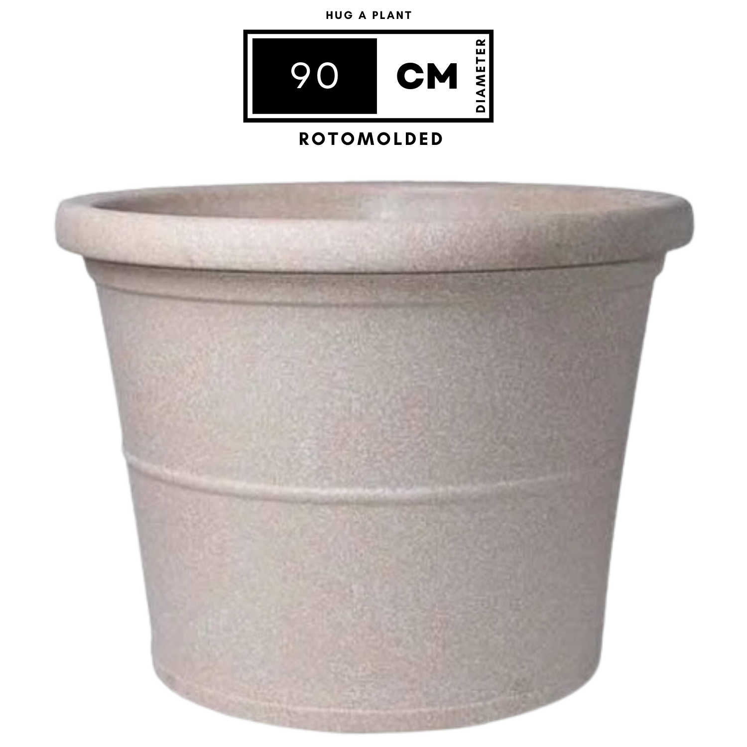 Duro Rotomolded Round Plastic Pot For Home & Garden (Cream Stone Finish, Pack Of 1)