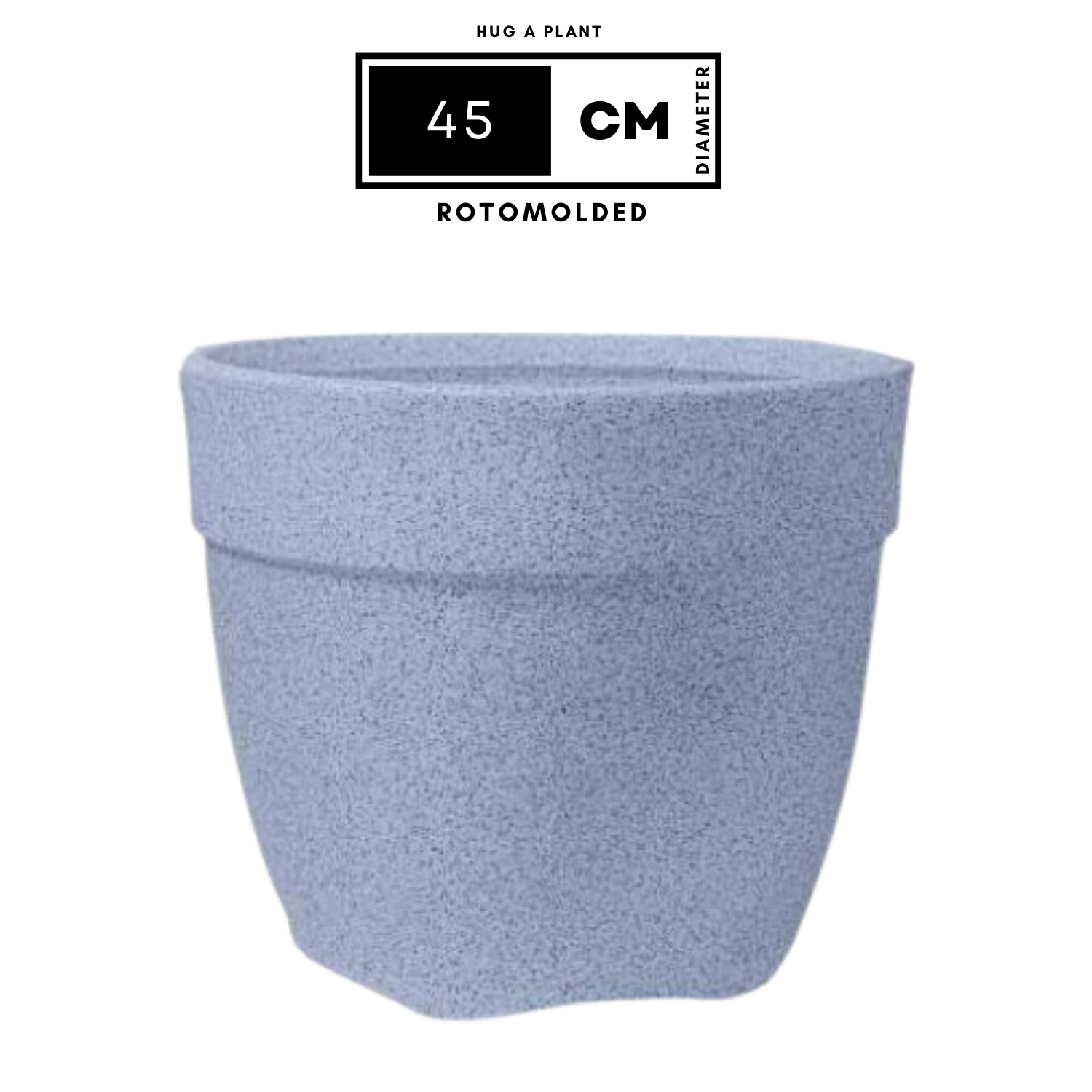 Hug A Plant | Barca Round Rotomolded Plastic Pot for Home & Garden (White Stone Finish, Pack of 1)
