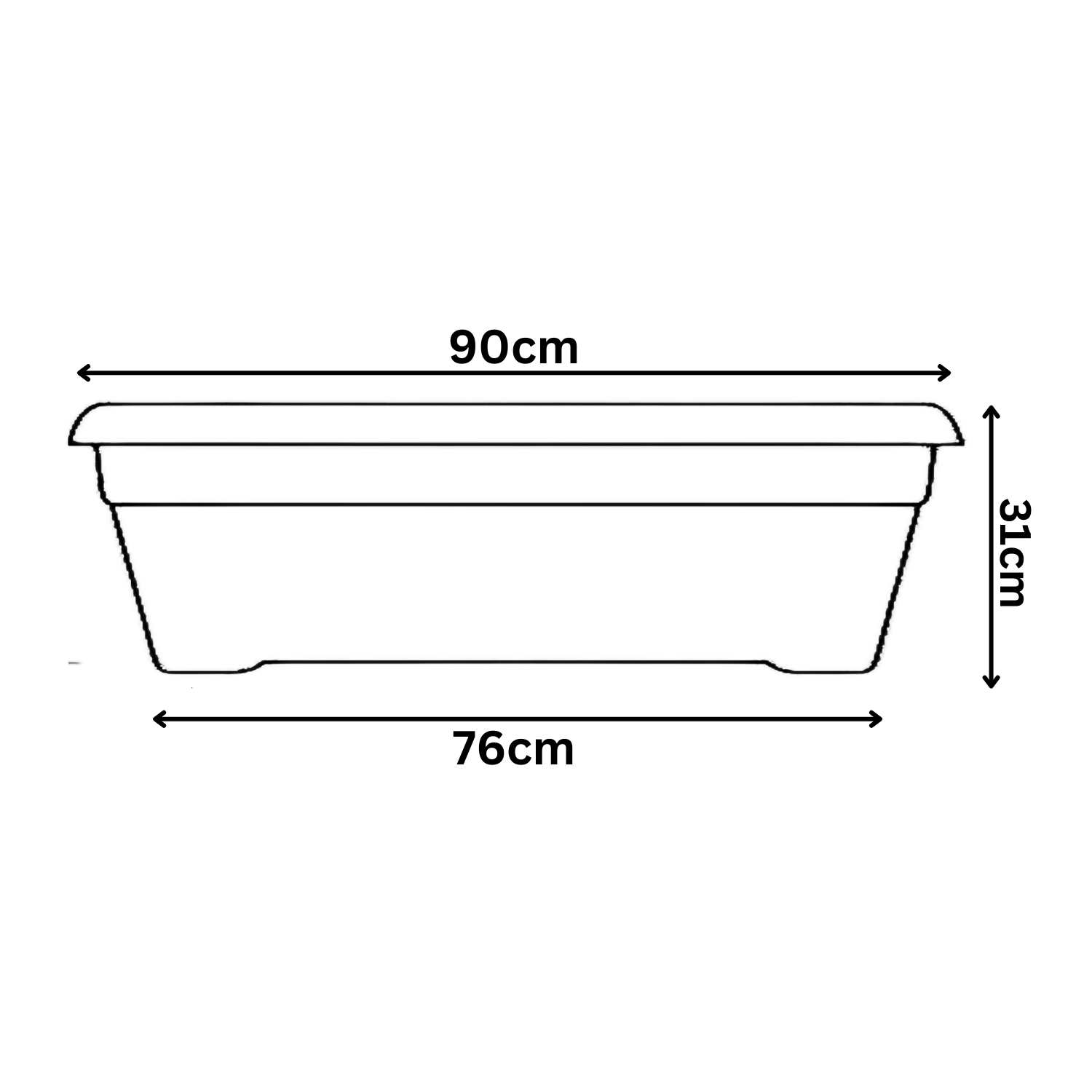 Hug A Plant | Window Planter 90CM Rectangle Plastic Pot With Wheels for Home & Garden (Pack of 1)