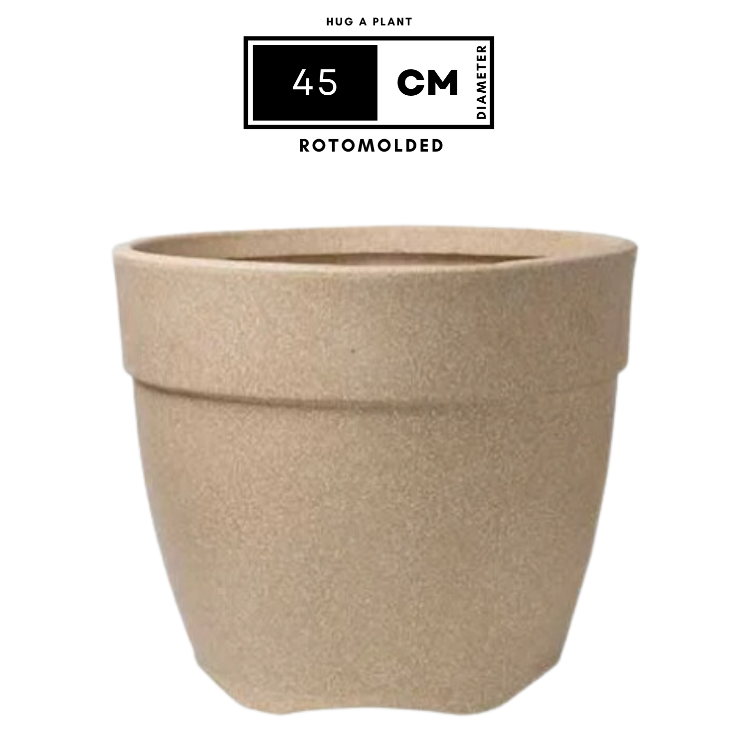 Hug A Plant | Barca Round Rotomolded Plastic Pot for Home & Garden (Cream Stone Finish, Pack of 1)