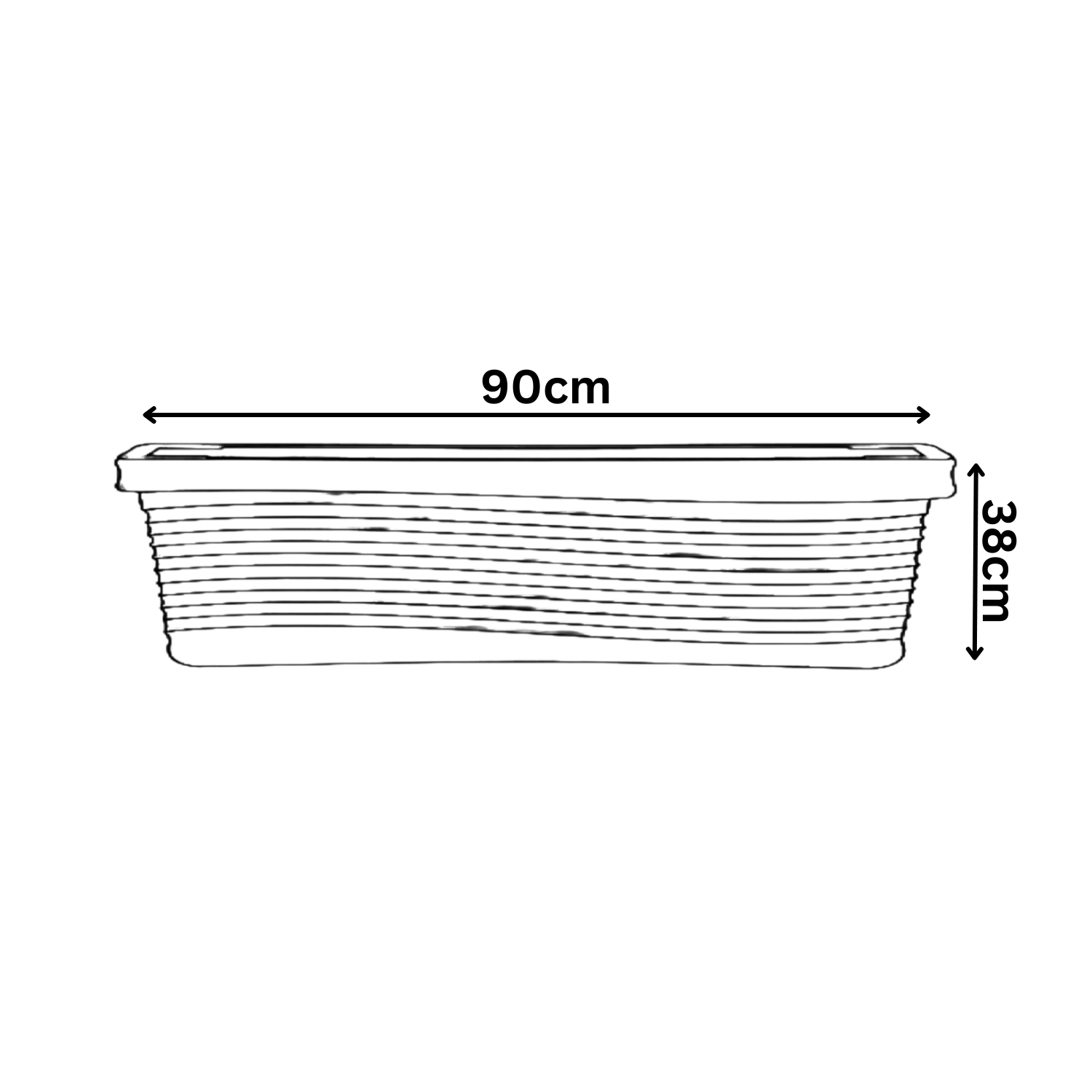 Florence XL 90CM Rectangle Rotomolded Plastic Pot With Wheels for Home & Garden (Pack Of 1, 90CM | 35 INCH)