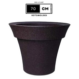 Hug A Plant | Classic Planter Rotomolded Round Plastic Pot for Home & Garden (Pack of 1, Brown Stone Finish)