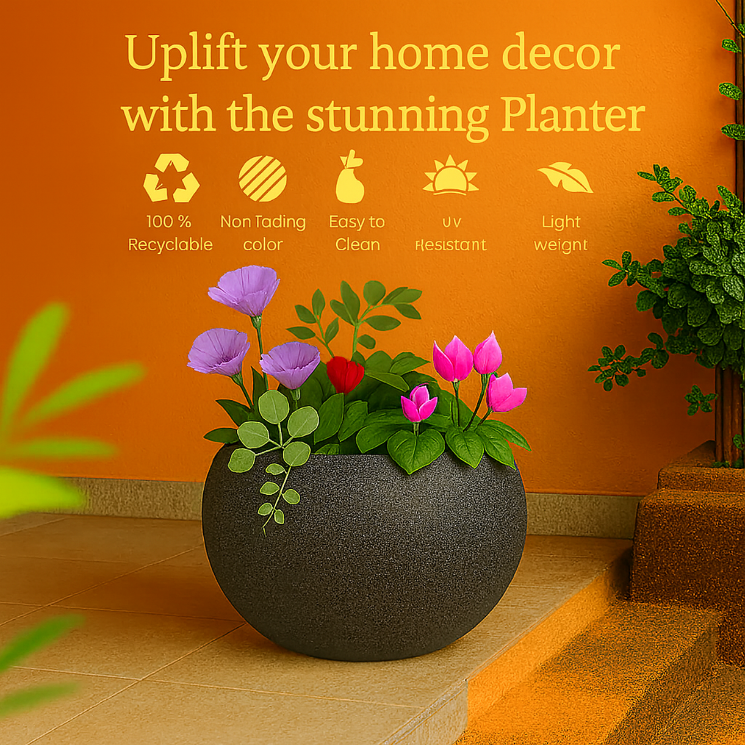 Globe Rotomolded Pots  for Home & Garden (Pack of 1)