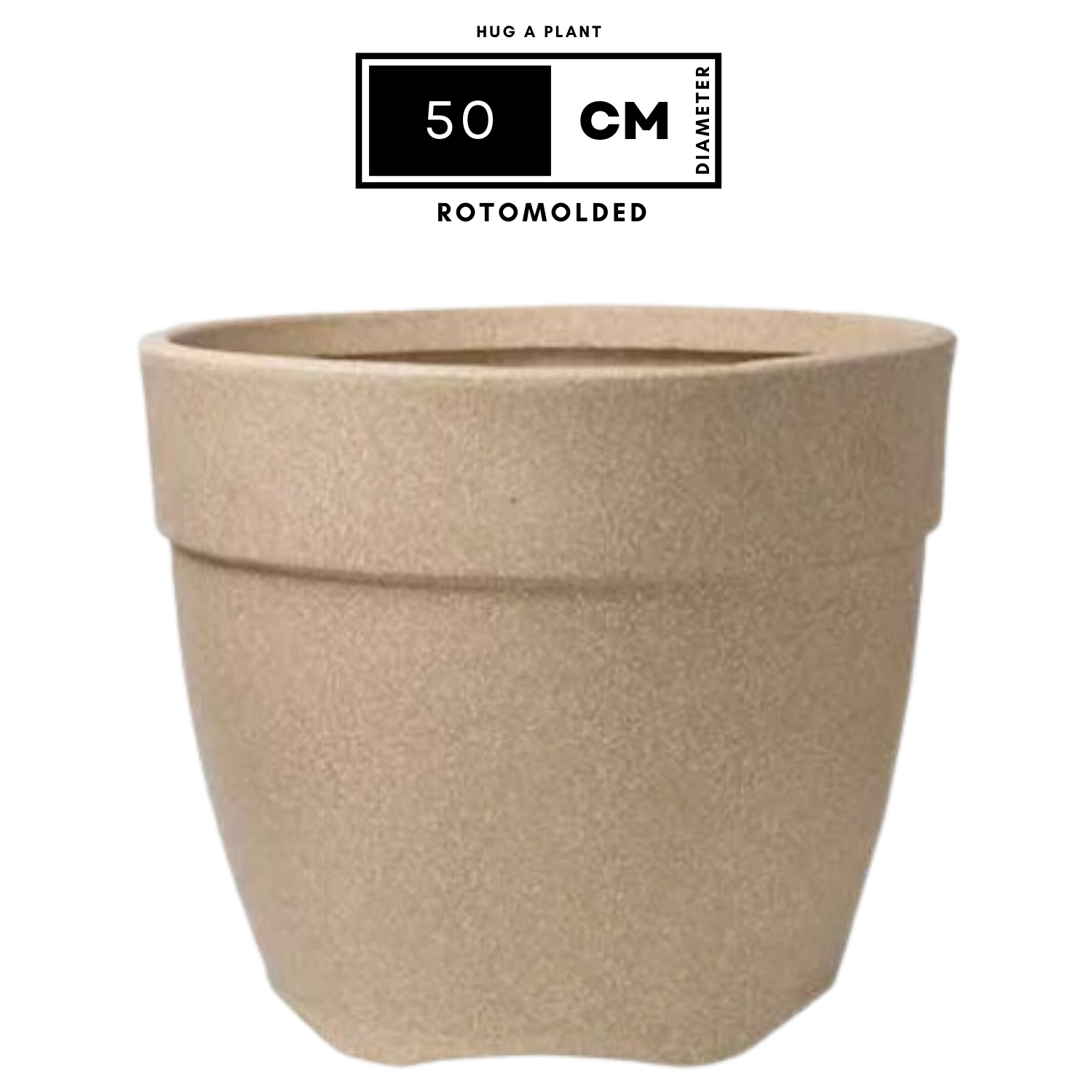 Hug A Plant | Barca Round Rotomolded Plastic Pot for Home & Garden (Cream Stone Finish, Pack of 1)