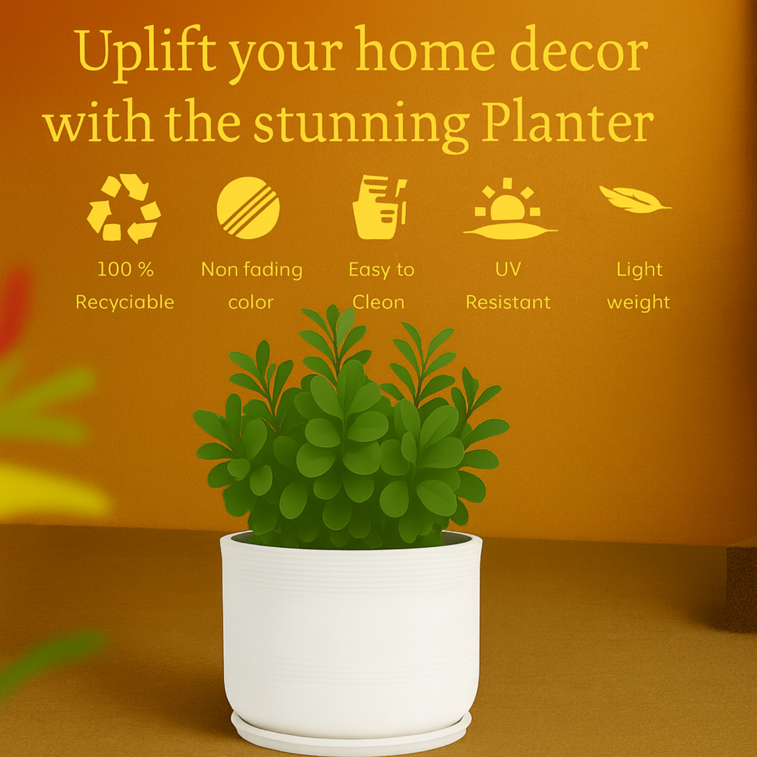 Mia Rotomolded  Pots And Tray for Home & Garden (Pack of 1)