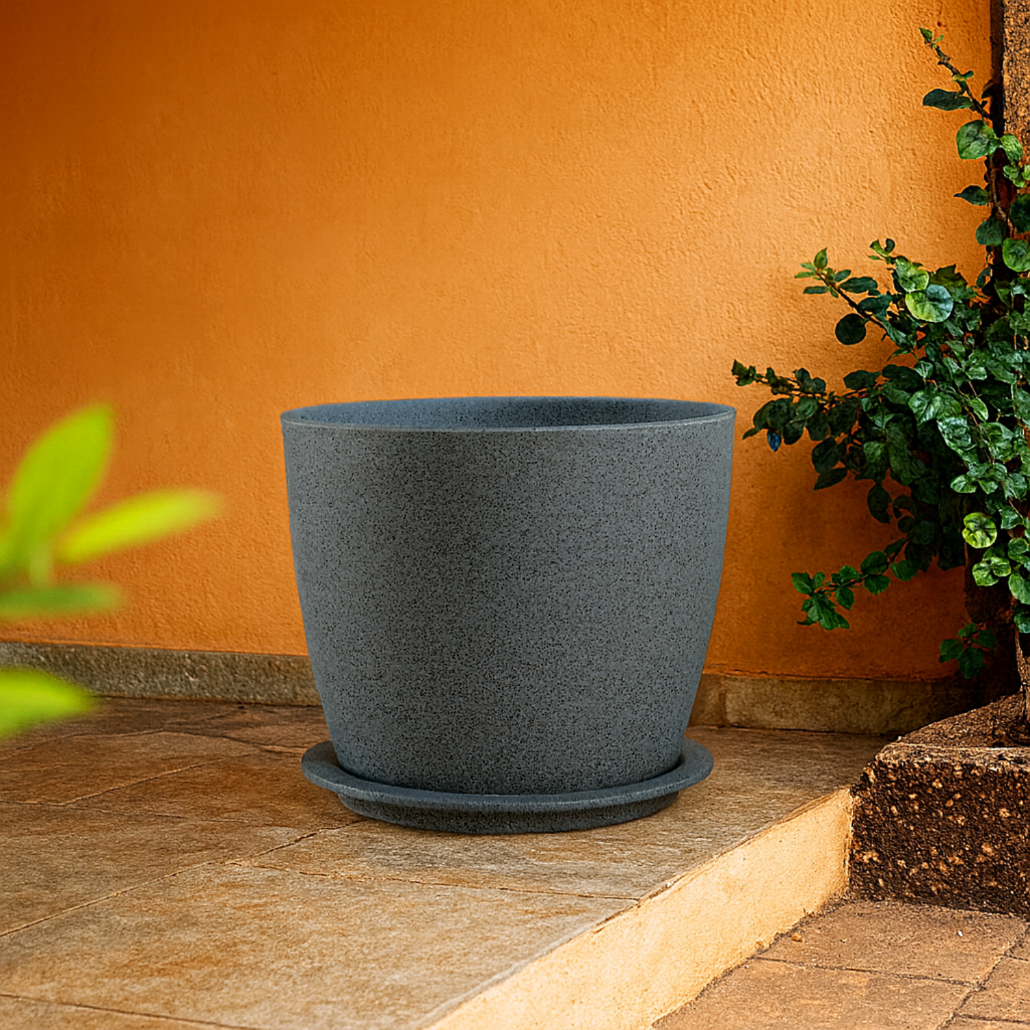 Nora Rotomolded  Pots And Tray for Home & Garden (Pack of 1)
