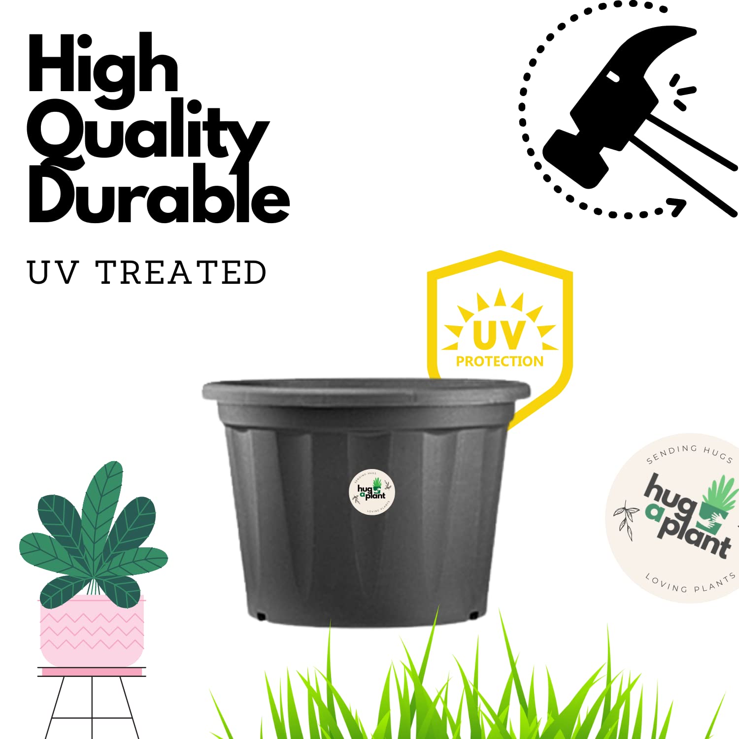 9 Inch Grower Plastic Pot Black