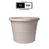 Duro Rotomolded Round Plastic Pot For Home & Garden (Cream Stone Finish, Pack Of 1)