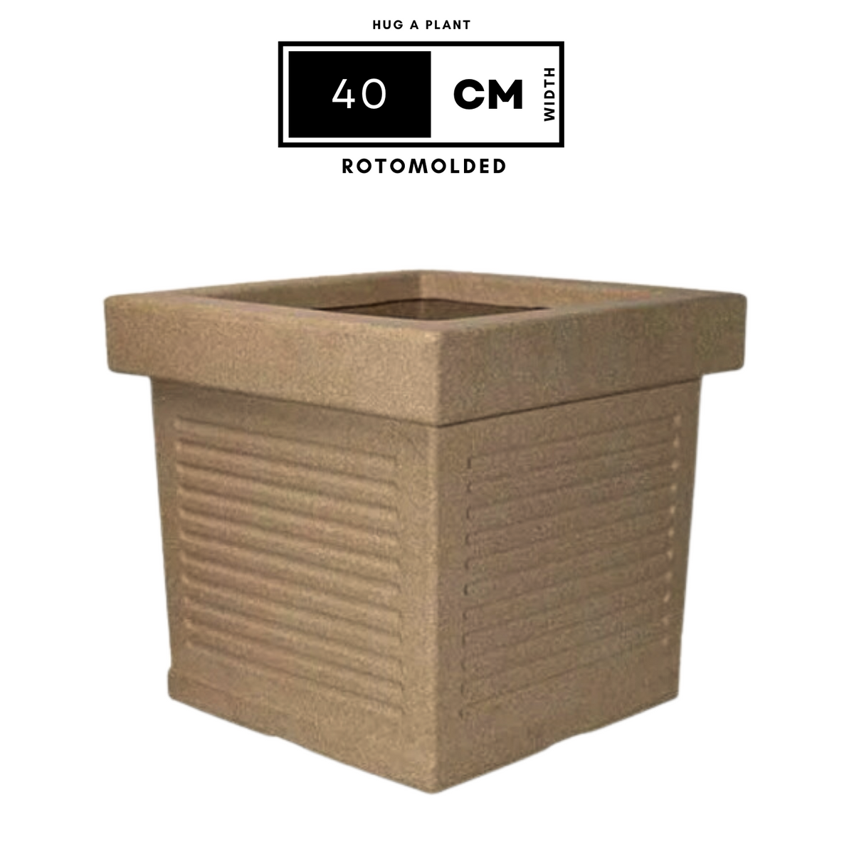 Cubo Rotomolded Square Plastic Pot For Home & Garden (Cream Stone Finish, Pack Of 1)