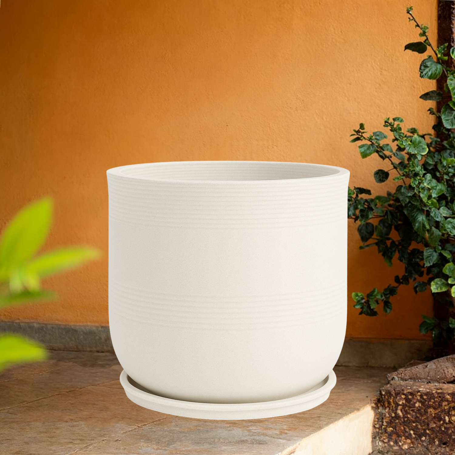 Mia Rotomolded  Pots And Tray for Home & Garden (Pack of 1)