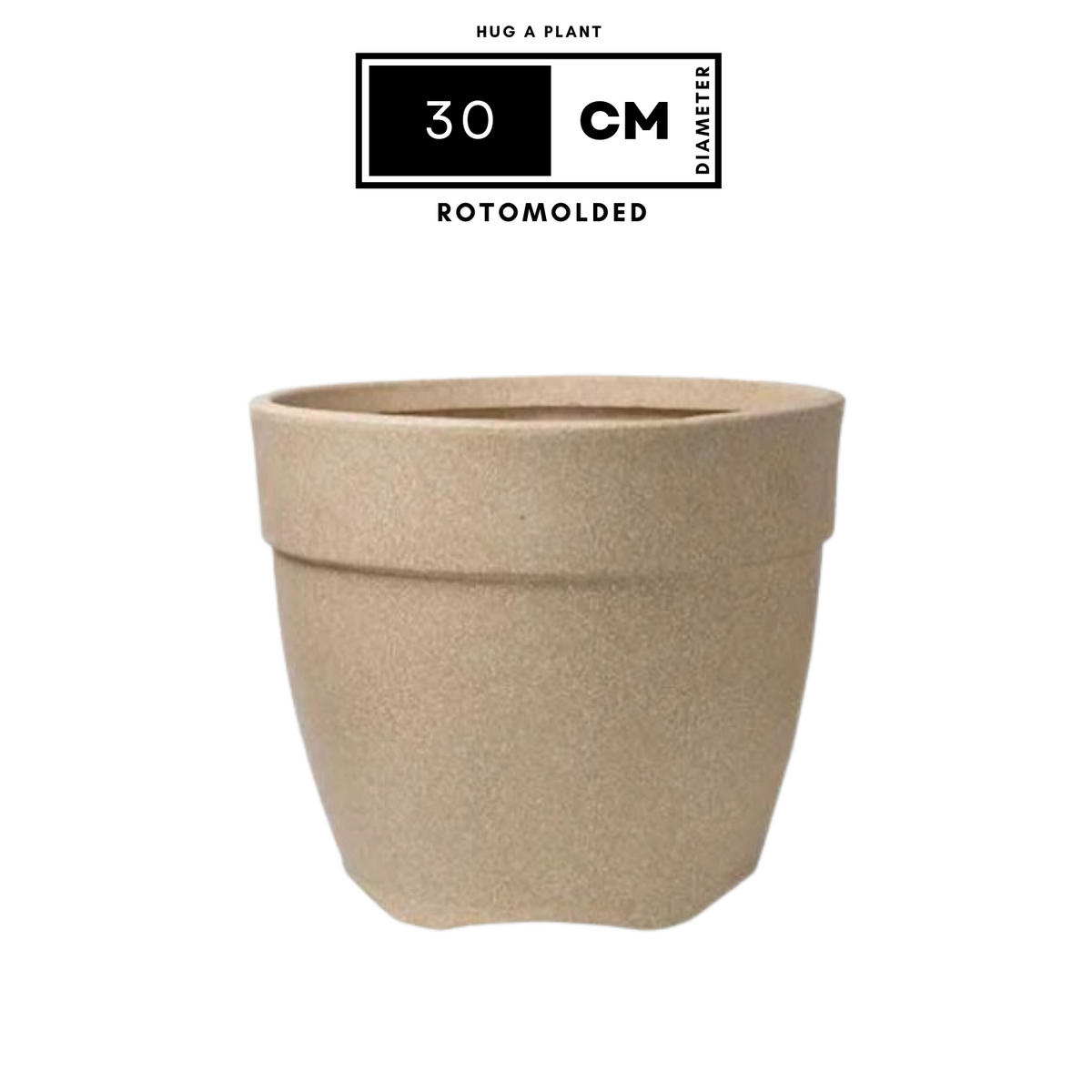 Hug A Plant | Barca Round Rotomolded Plastic Pot for Home & Garden (Cream Stone Finish, Pack of 1)