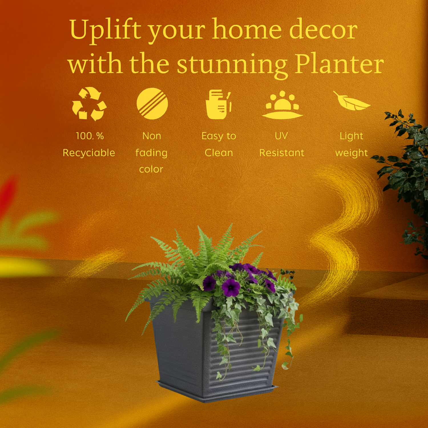 Marco Rotomolded  Pots And Tray for Home & Garden (Pack of 1)
