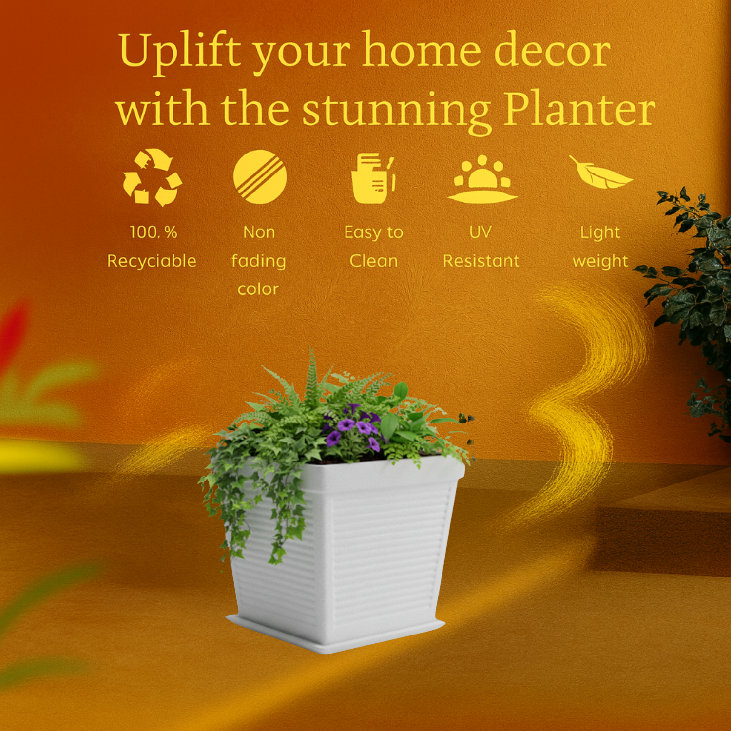 Marco Rotomolded  Pots And Tray for Home & Garden (Pack of 1)