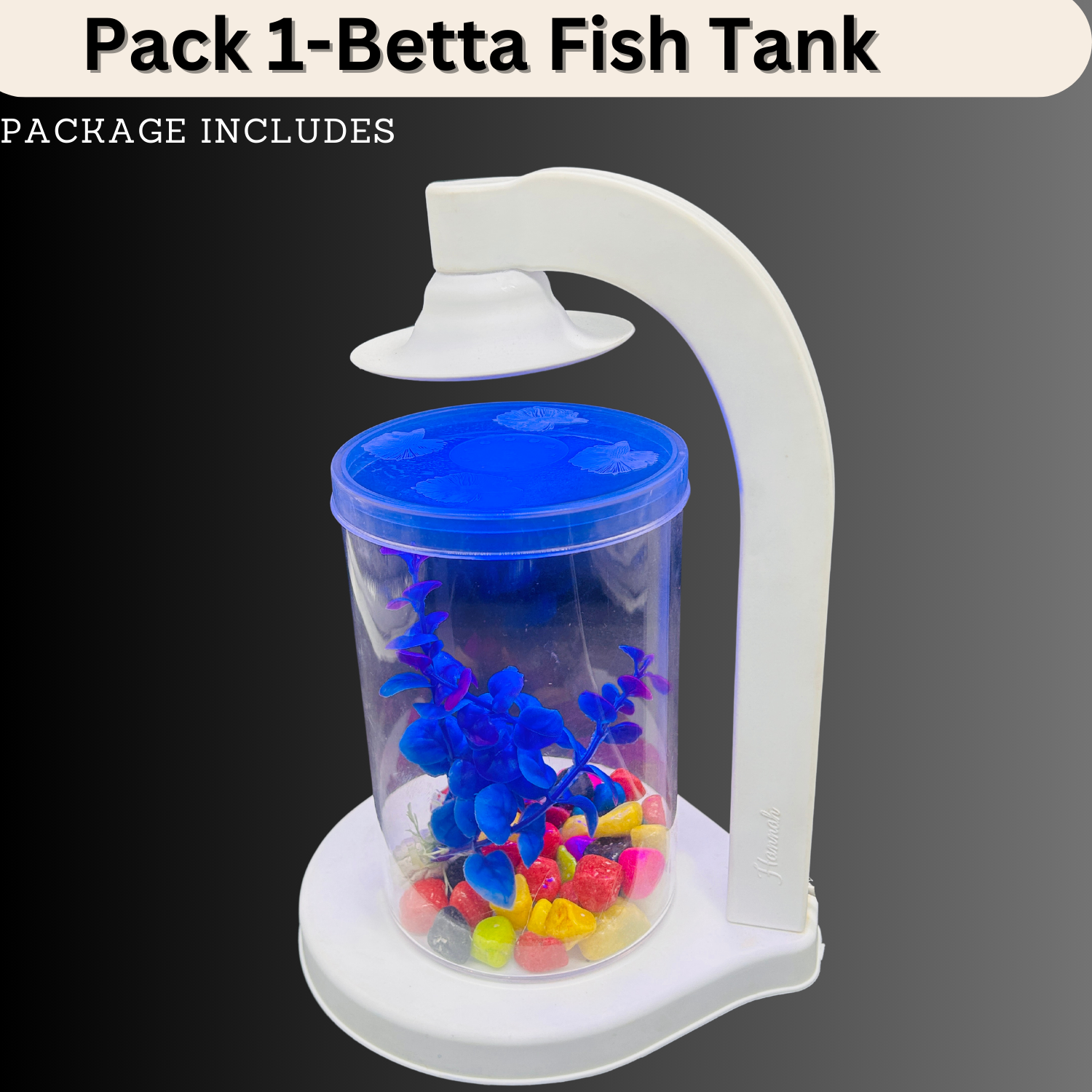 Hug A Plant | Betta Fish Tank - Mini Aquarium (Round Light lluminated)