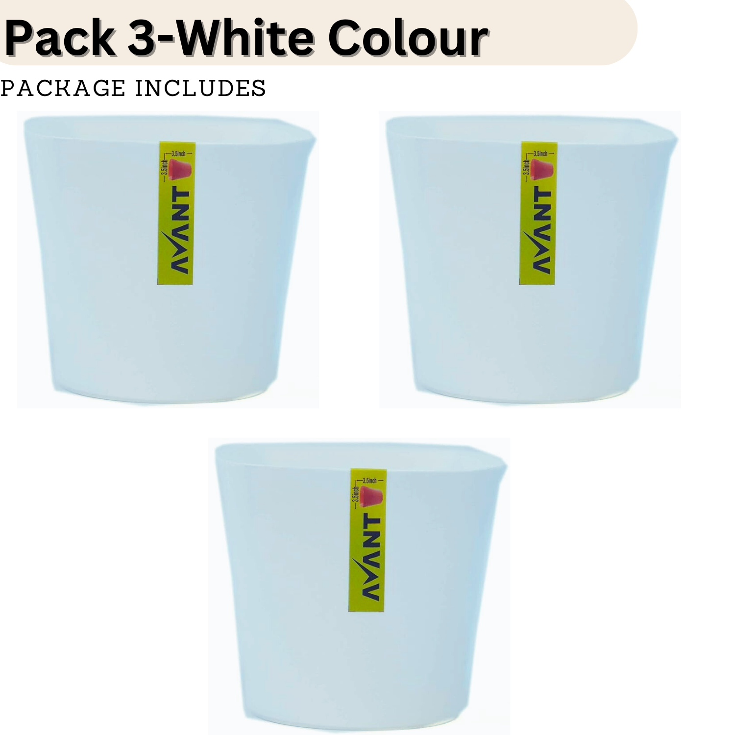 Hug A Plant LB Pot(3.5 Inch) White colour for Home & Garden