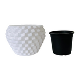 Pixel Pot | Round Pot With inner For Tabletop | Office | Indoor Garden | Home& Garden