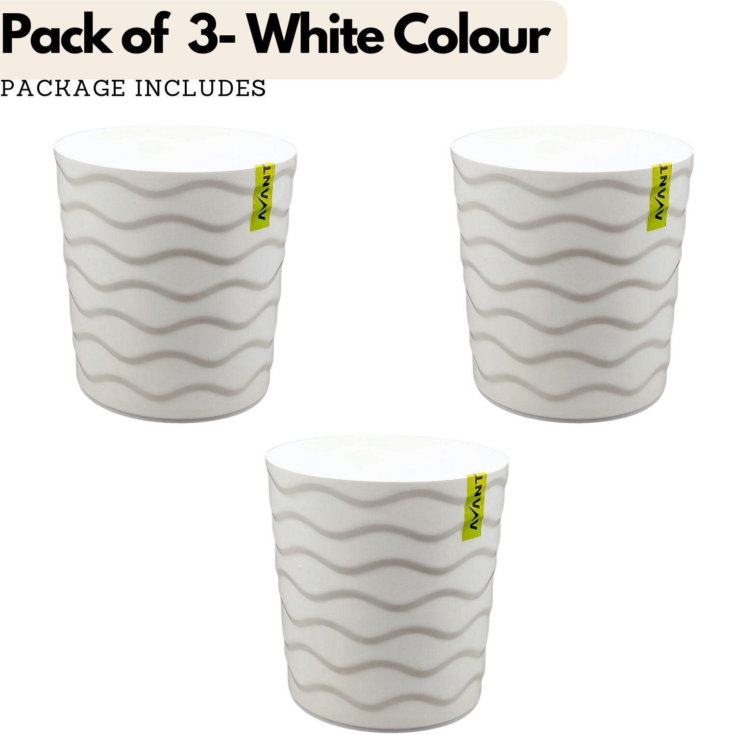 Hug A Plant Wave Pot(5 Inch) White colour for Home & Garden