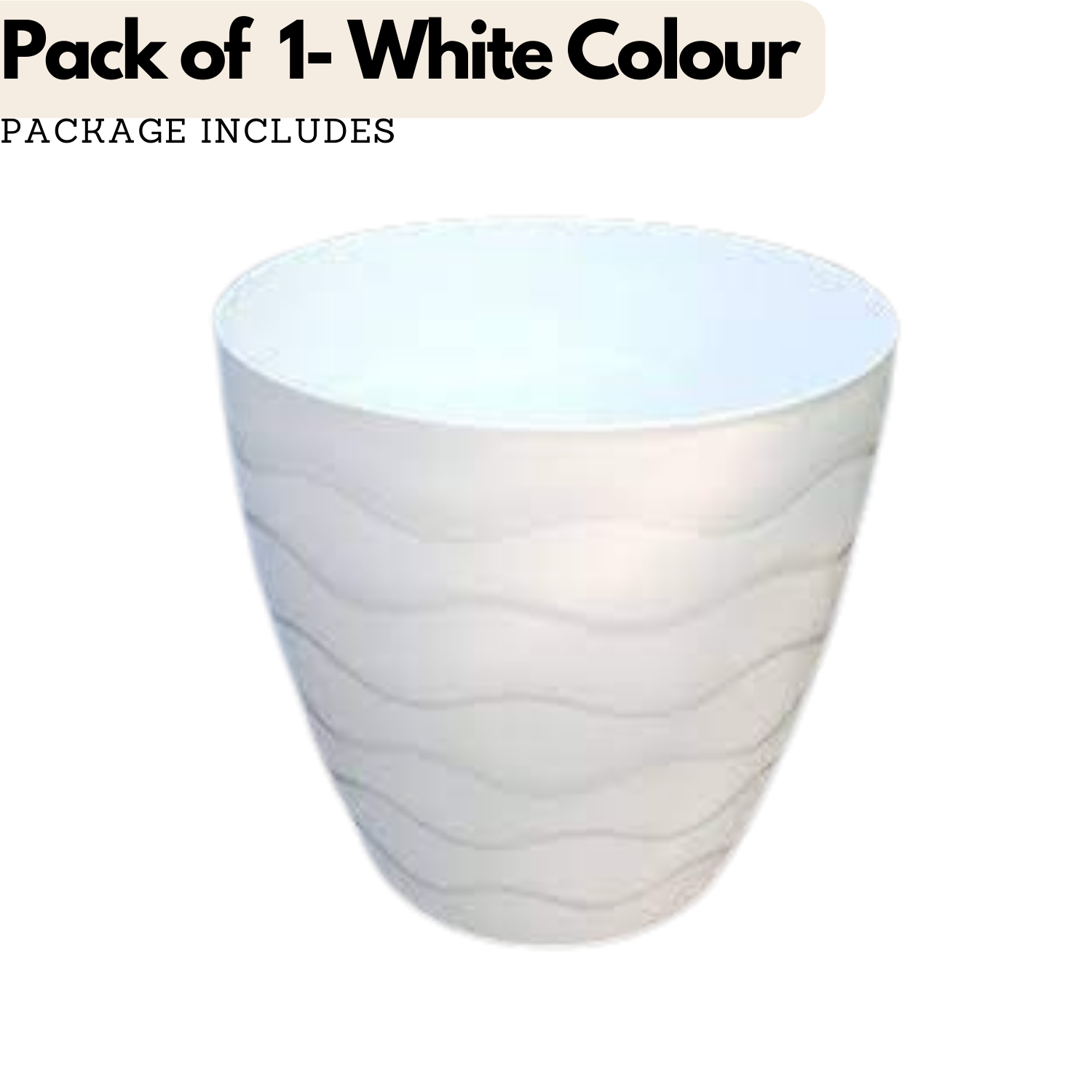 Hug A Plant Wave Pot(9 Inch) White colour for Home & Garden