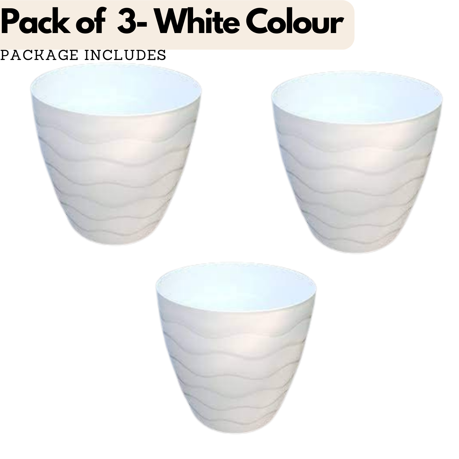 Hug A Plant Wave Pot(9 Inch) White colour for Home & Garden