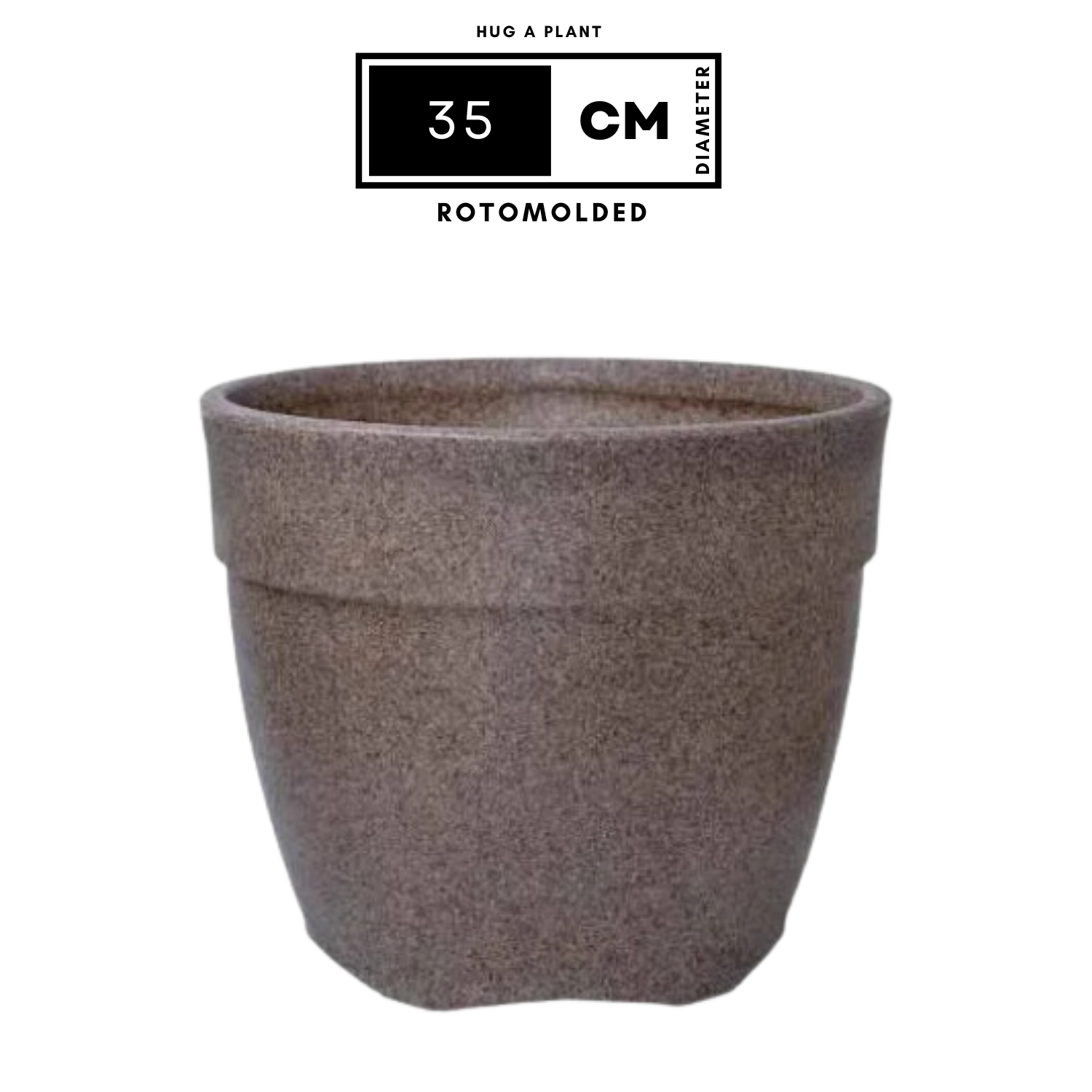 Hug A Plant | Barca Round Rotomolded Plastic Pot for Home & Garden (Sand Stone Finish, Pack of 1)