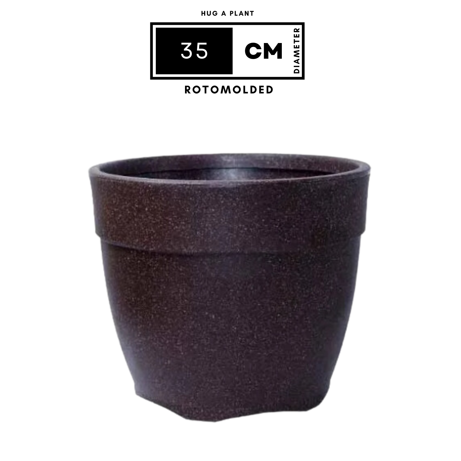 Hug A Plant | Barca Round Rotomolded Plastic Pot for Home & Garden (Brown Stone Finish, Pack of 1)