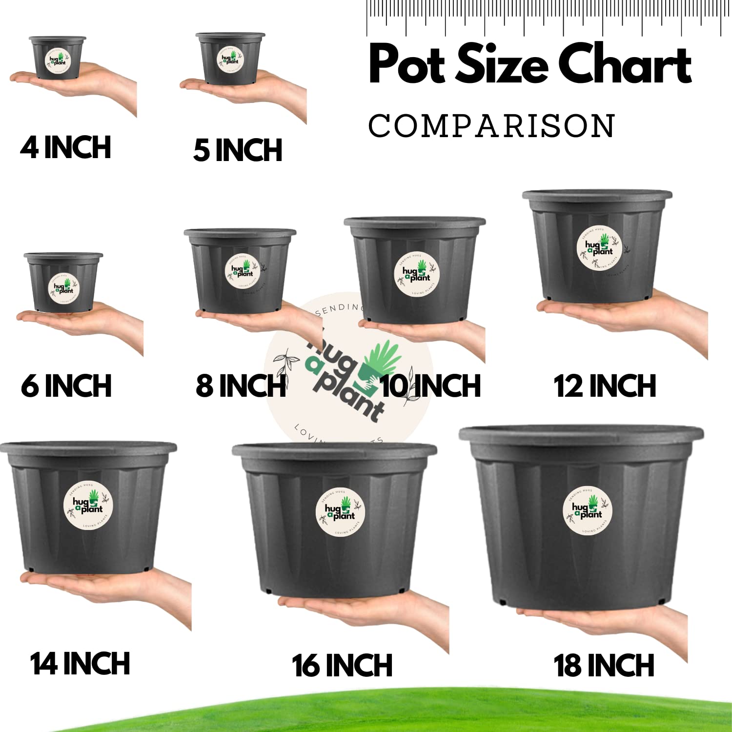 Sample Grower Pot 8 Inch Grower Plastic Pot Black – Hug A Plant
