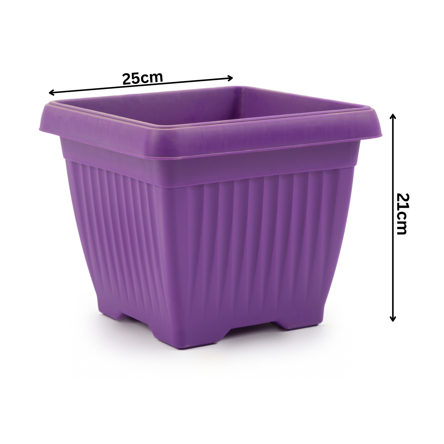 Hug A Plant | Bello Square 25CM Plastic Pot for Home & Garden (Pack of 1)