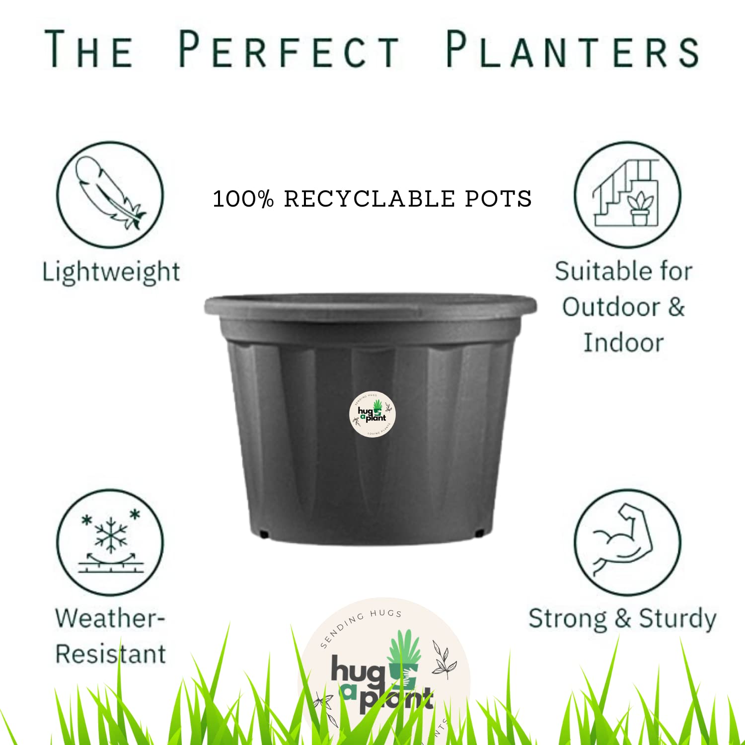 8 Inch Grower Plastic Pot Black