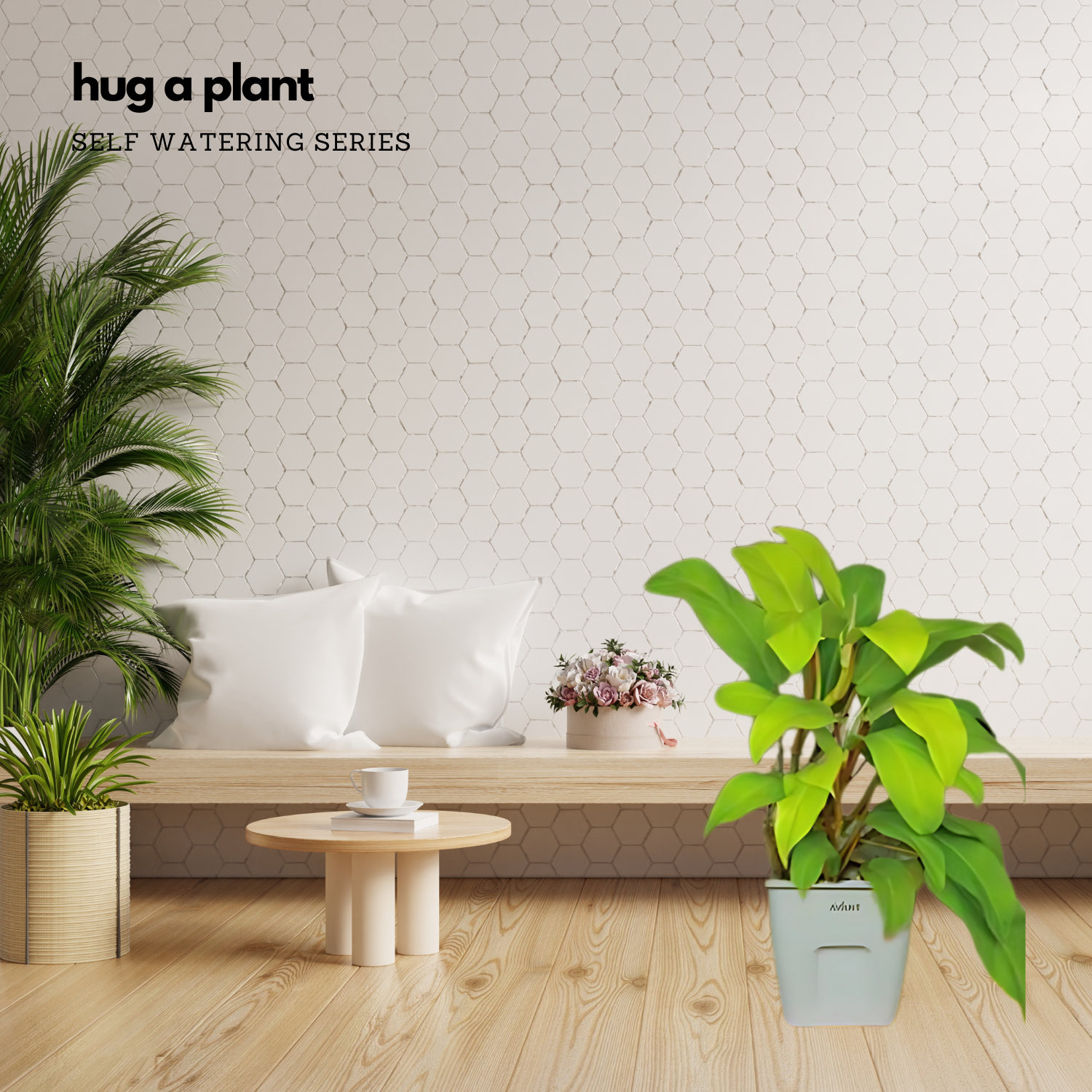 Hug A Plant | Smart Pot 25 litre Self-watering White Pot for Home & Garden