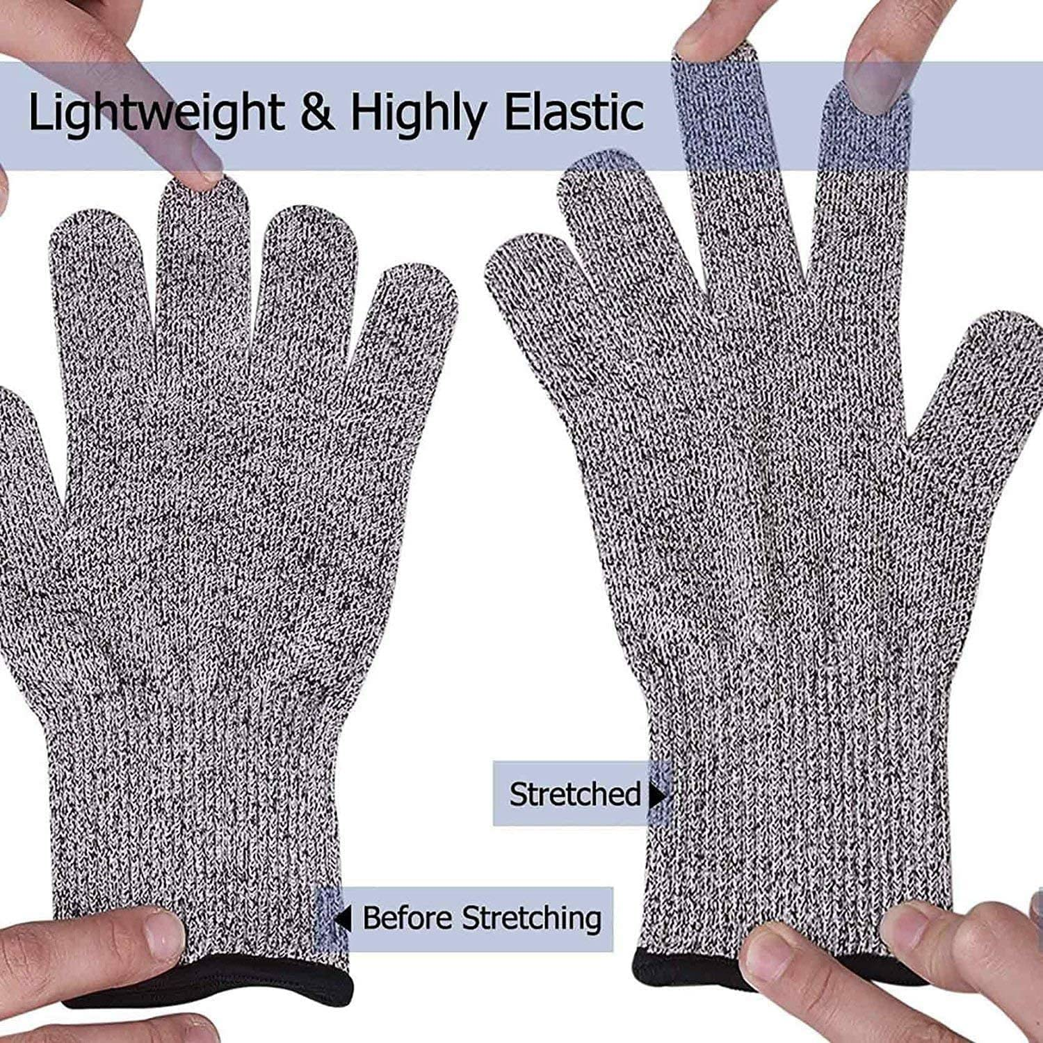 Cut Resistant Hand Gloves | Anti Cutting Cut Resistant Hand Safety Gloves, Cut-Proof Hand Safety, Level 5 Protection - Kitchen, Gardening Care, Industrial (Free Size, Grey)