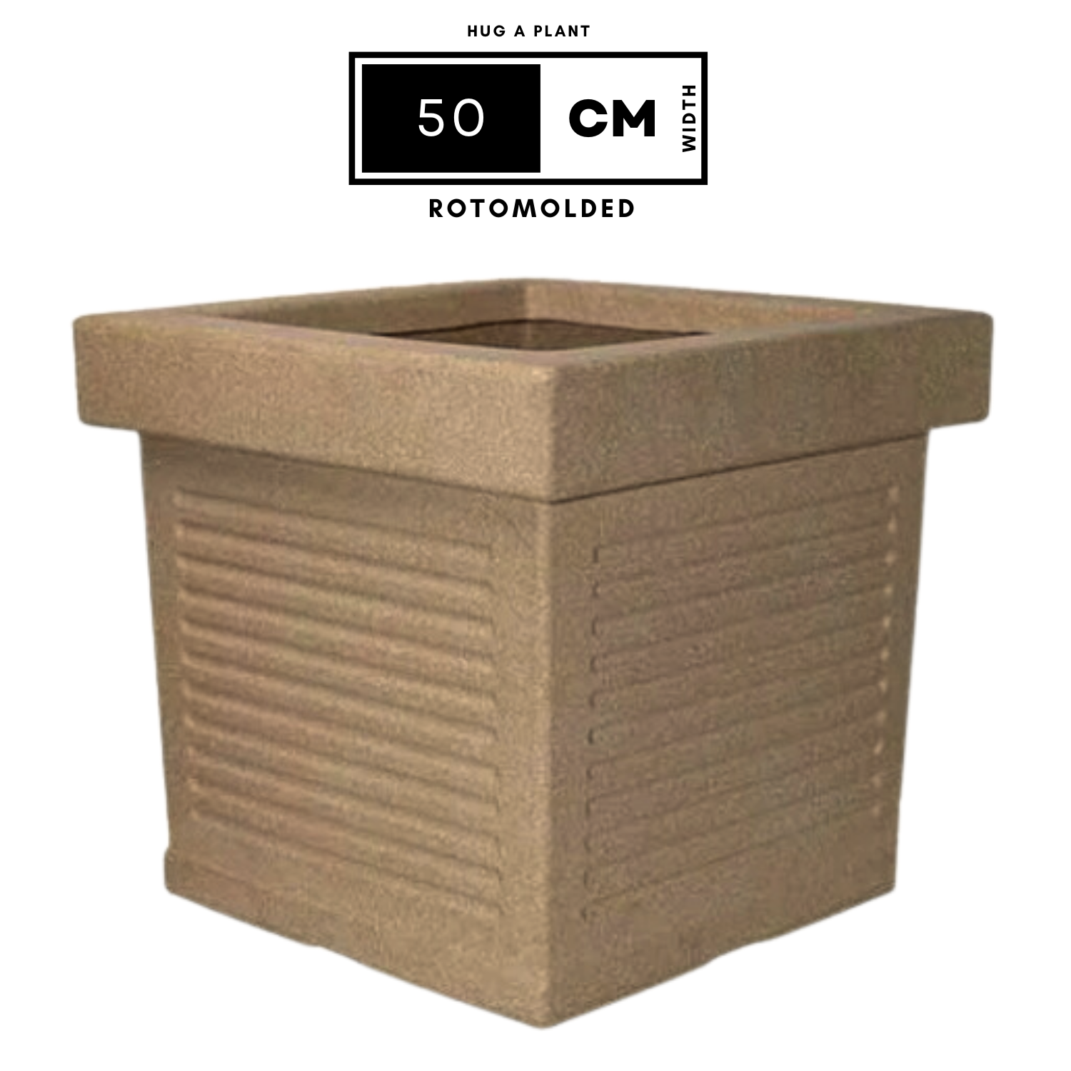 Cubo Rotomolded Square Plastic Pot For Home & Garden (Cream Stone Finish, Pack Of 1)