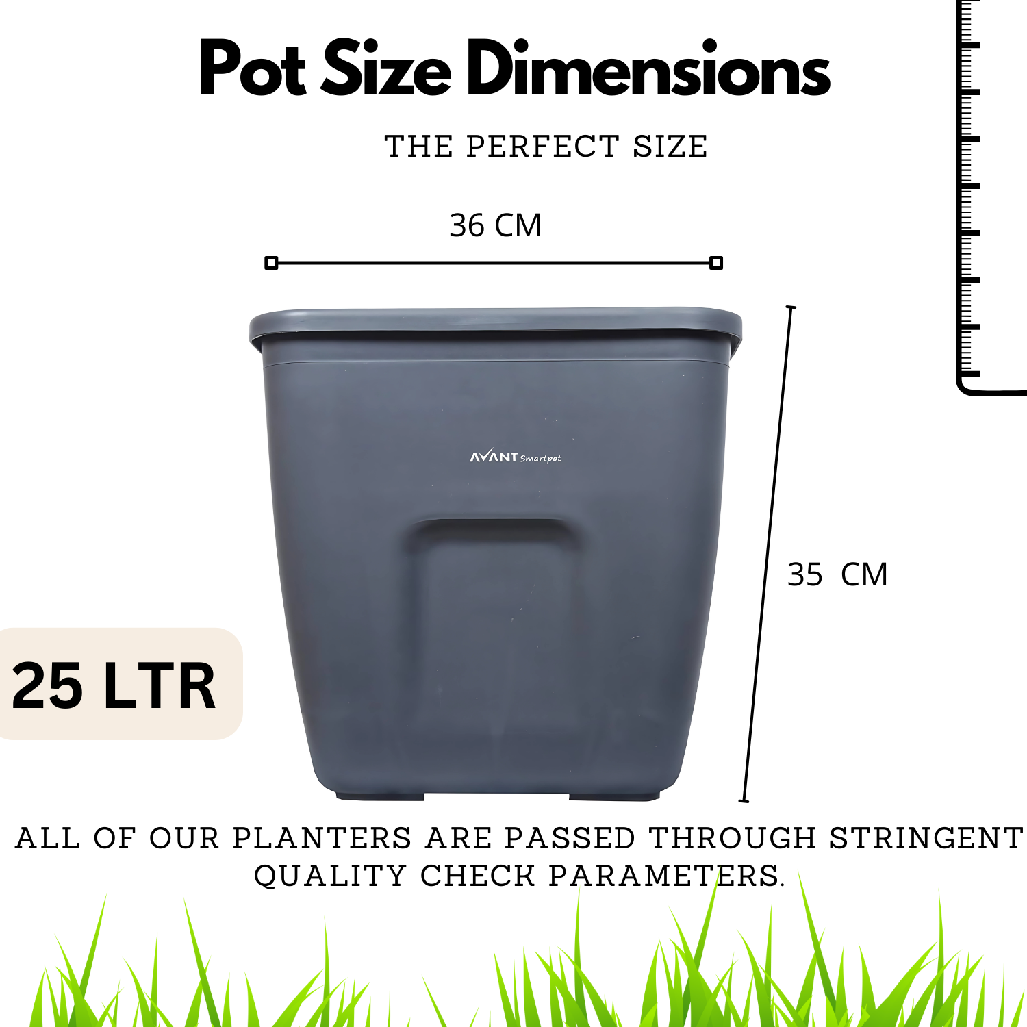 Hug A Plant | Smart Pot 25 litre Self-watering Black Colour Pot for Home & Garden