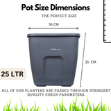 Hug A Plant | Smart Pot 25 litre Self-watering Black Colour Pot for Home & Garden