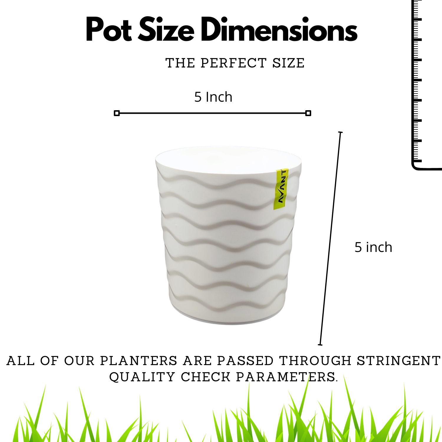 Hug A Plant Wave Pot(5 Inch) White colour for Home & Garden