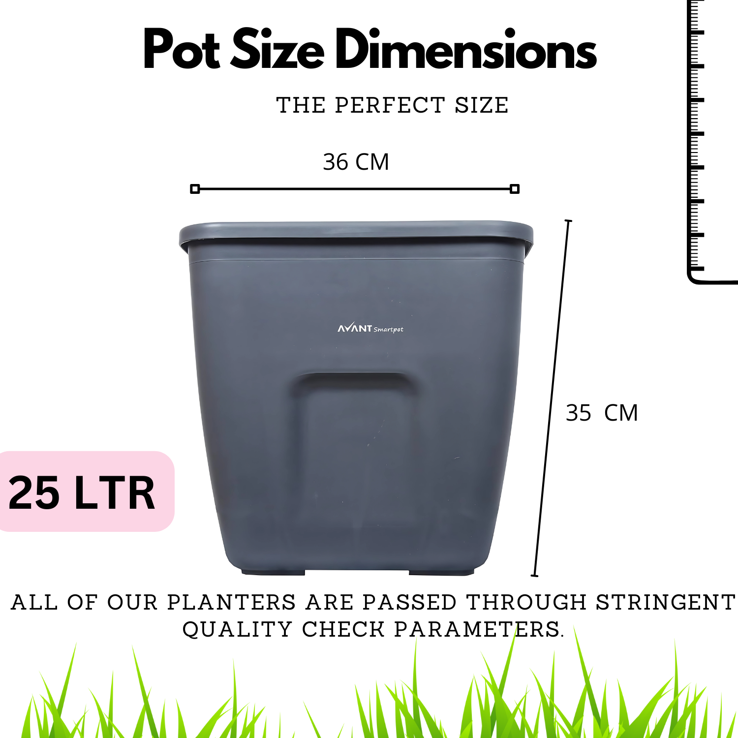 Hug A Plant | Smart Pot 25 litre Self-watering Black Colour Pot for Home & Garden