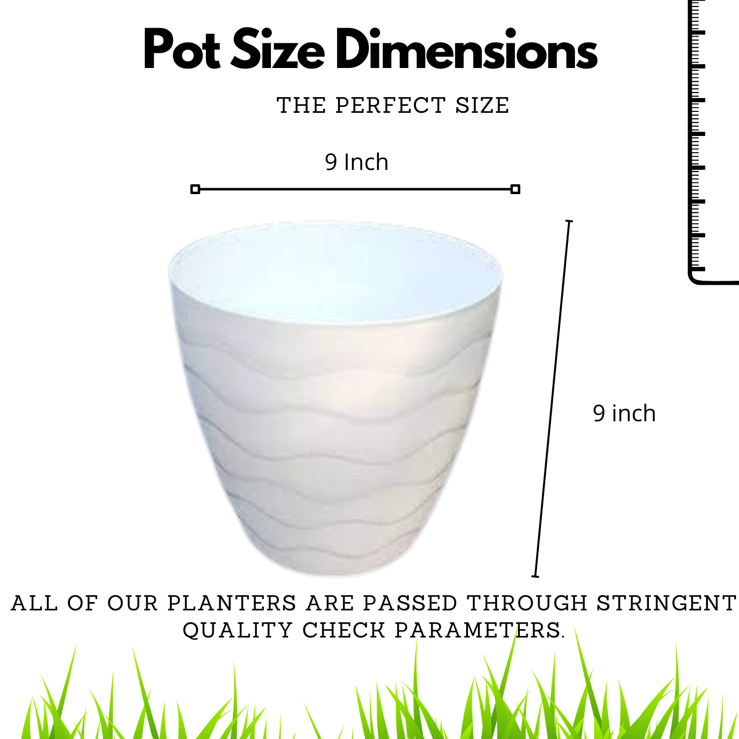 Hug A Plant Wave Pot(9 Inch) White colour for Home & Garden