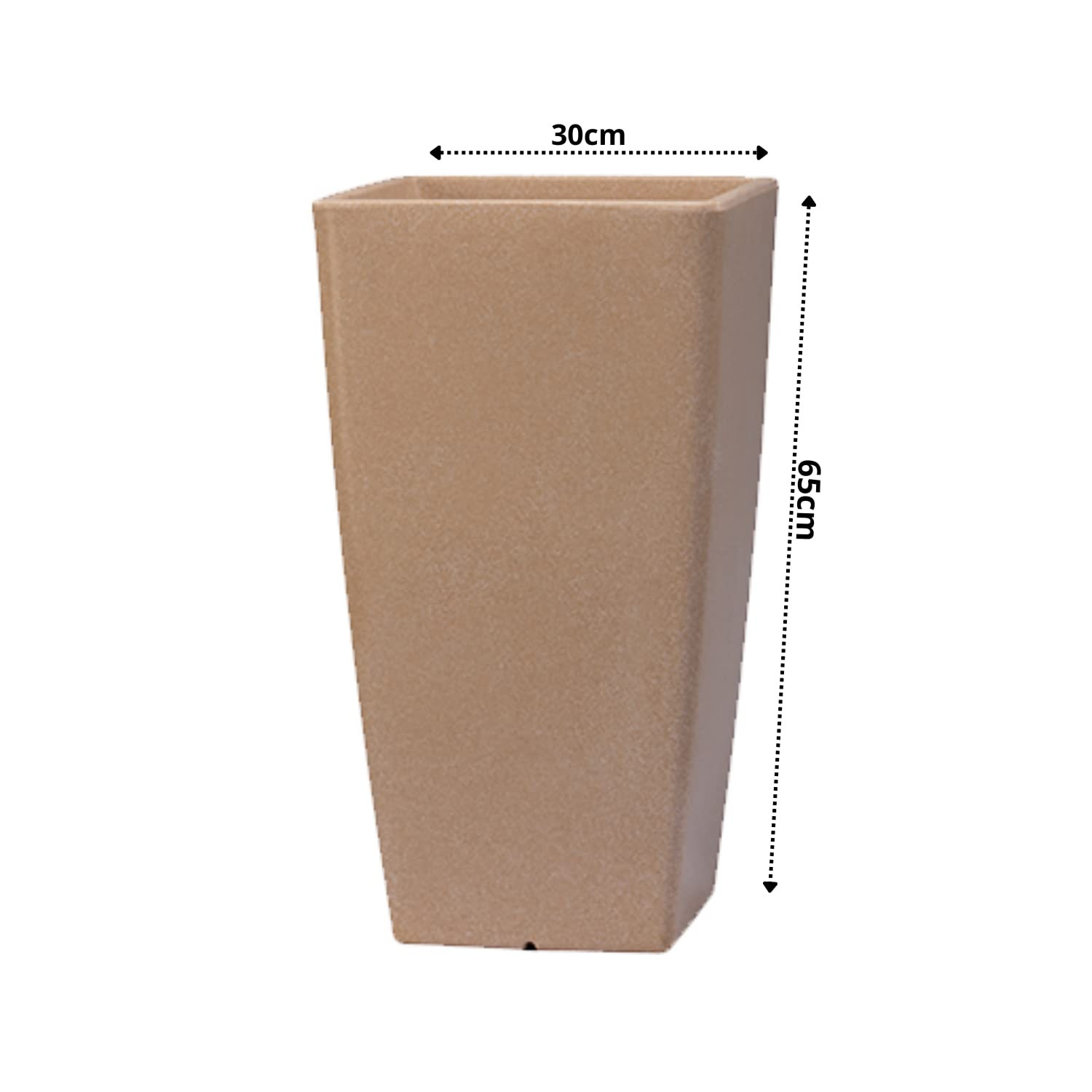 Hug A Plant | Paris 30CM Rotomolded Square Plastic Pot without Inner for Home & Garden (33CM | 11.8 INCH, Square, Cream Stone Finish)
